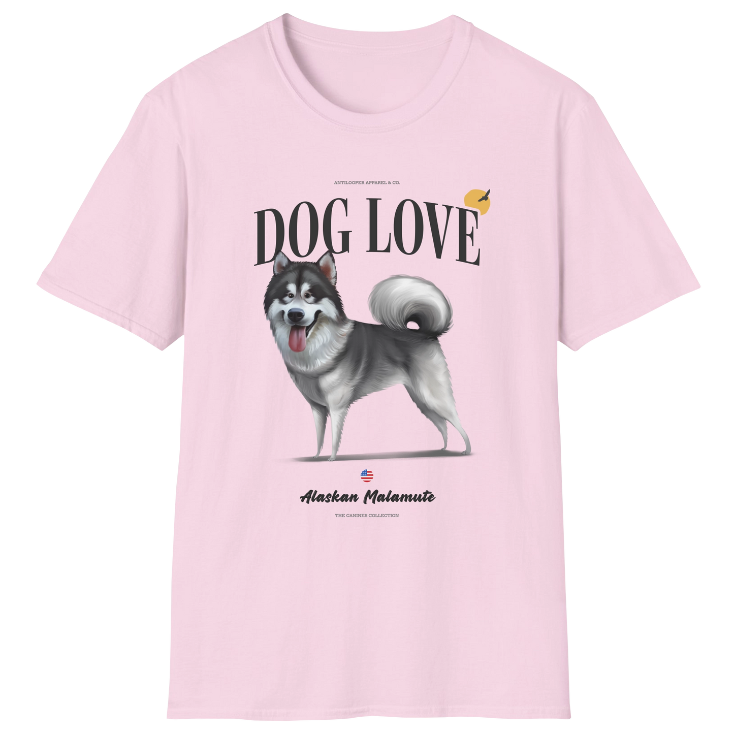 flatlay-canines-alaskan_malamute-gray_white-dog_love-t_shirt-light_pink