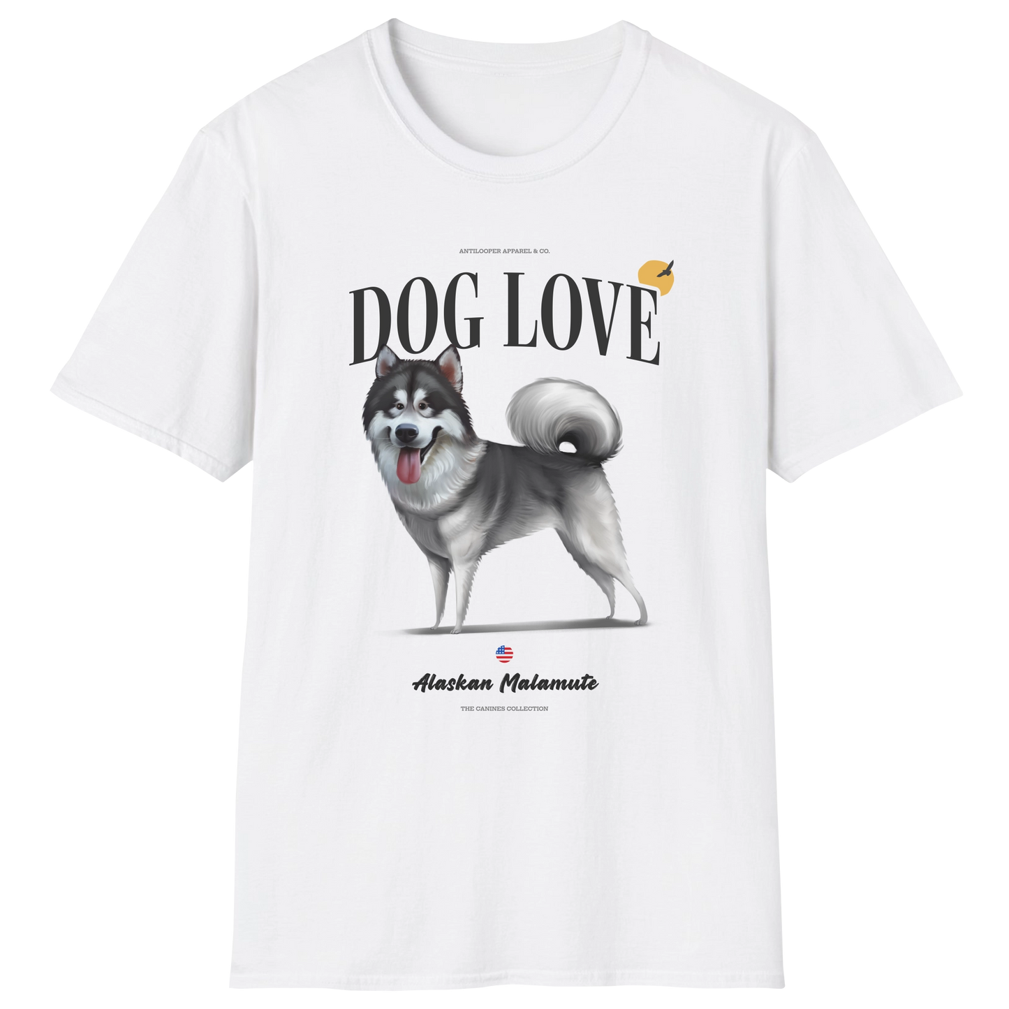 flatlay-canines-alaskan_malamute-gray_white-dog_love-t_shirt-white