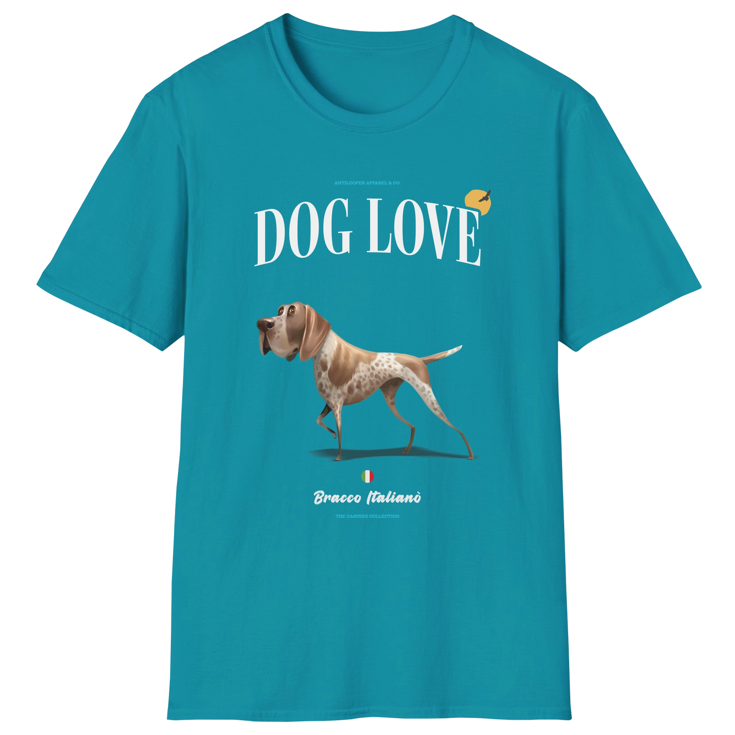 flatlay-canines-bracco_italiano-white_chestnut-dog_love-t_shirt-tropical_blue
