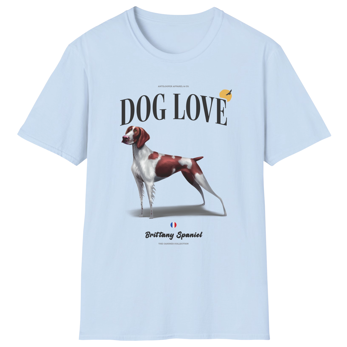 flatlay-canines-brittany_spaniel-liver_white-dog_love-t_shirt-light_blue