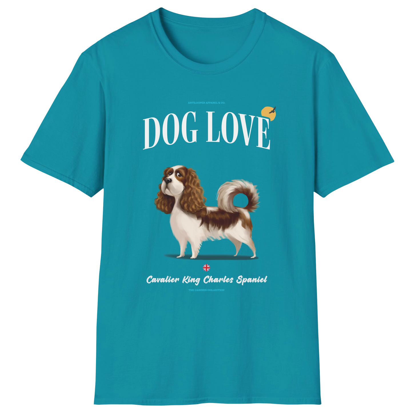 flatlay-canines-cavalier_king_charles_spaniel-blenheim-dog_love-t_shirt-tropical_blue