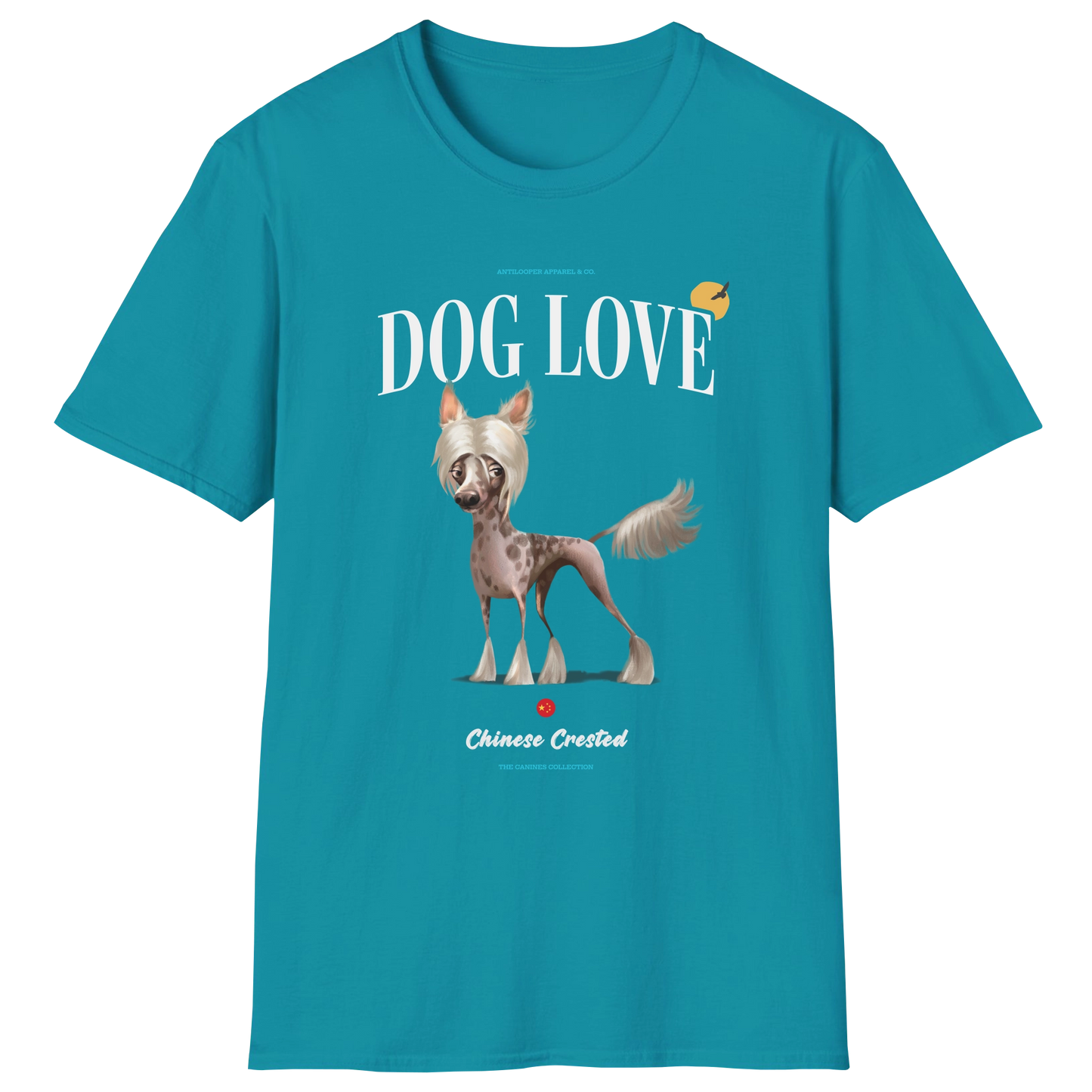 flatlay-canines-chinese_crested-pink_chocolate-dog_love-t_shirt-tropical_blue