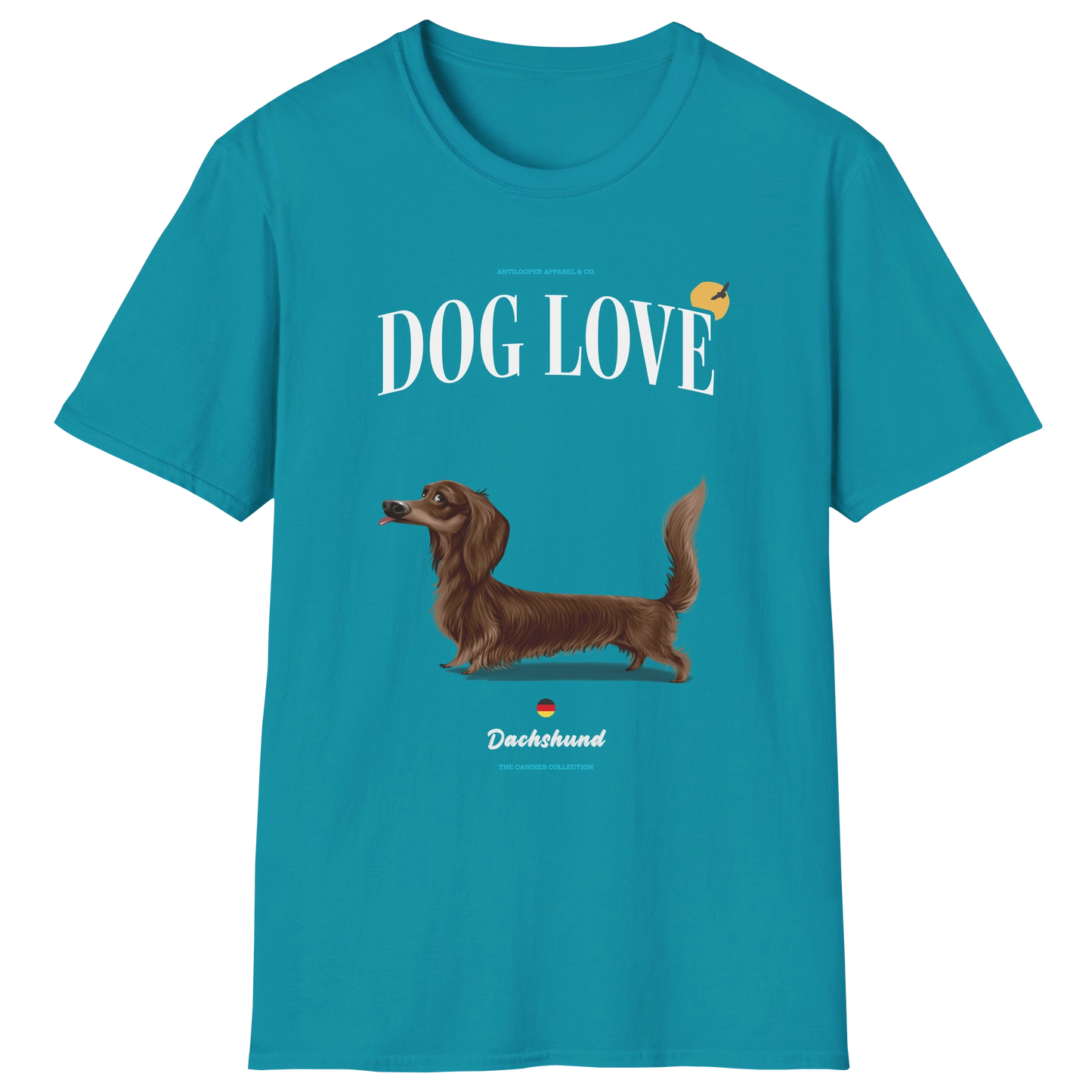 flatlay-canines-dachshund-chocolate-long_haired-dog_love-t_shirt-tropical_blue