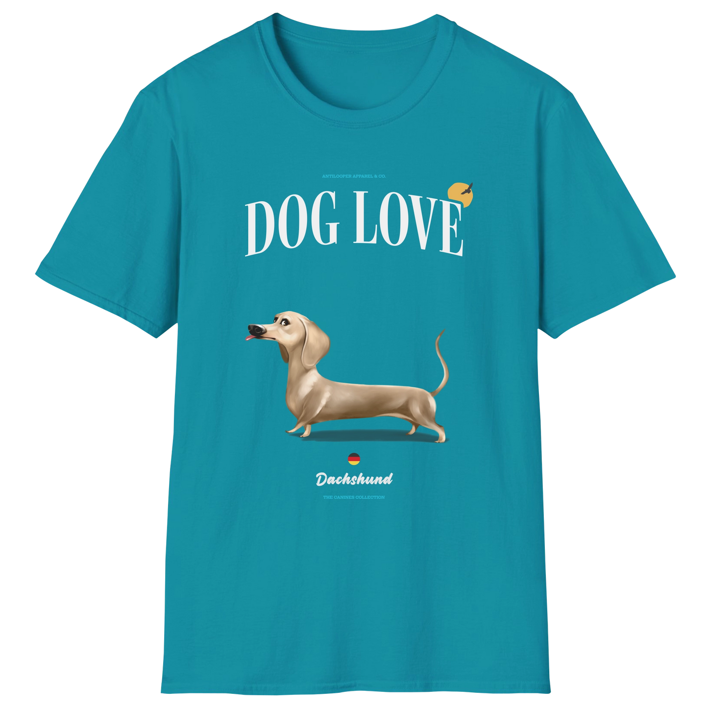 flatlay-canines-dachshund-cream-short_haired-dog_love-t_shirt-tropical_blue