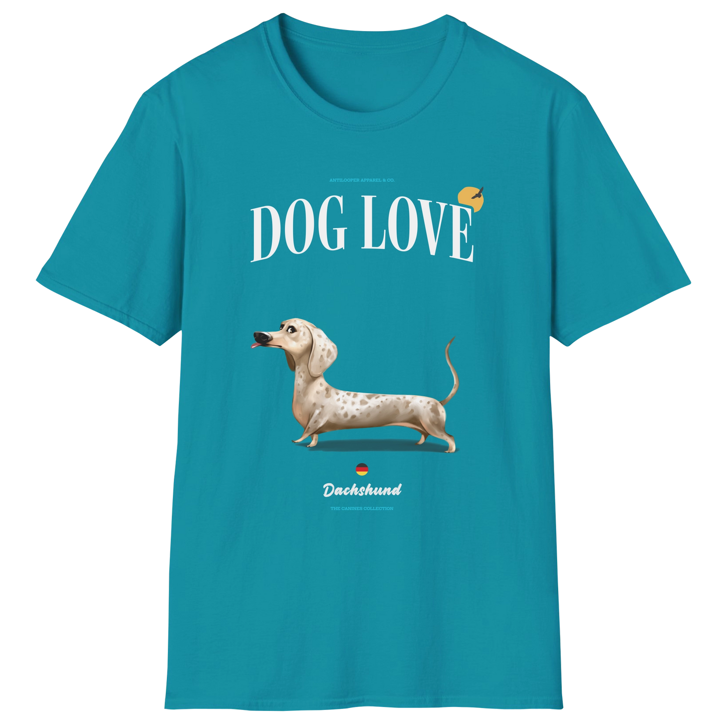 flatlay-canines-dachshund-fawn_cream-short_haired-dog_love-t_shirt-tropical_blue