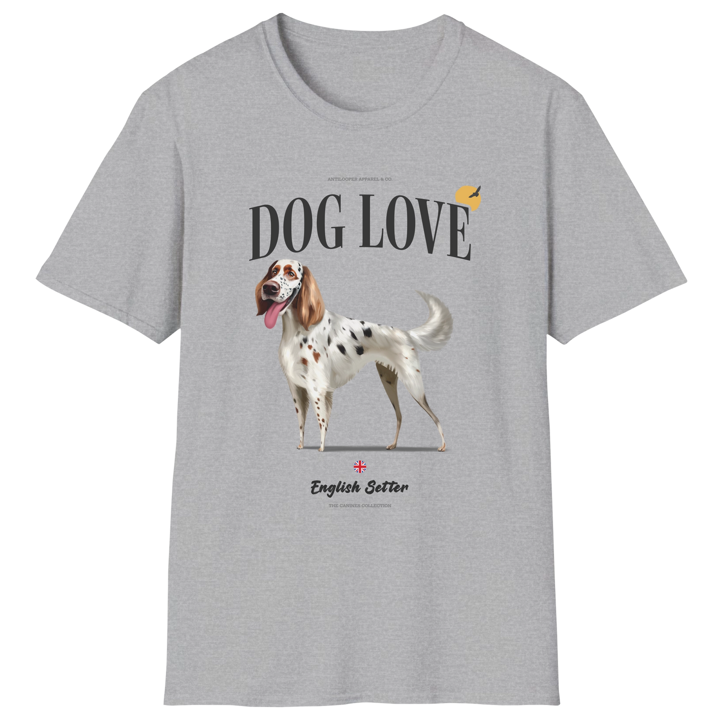 flatlay-canines-english_setter-blue_belton_tan-dog_love-t_shirt-sport_grey