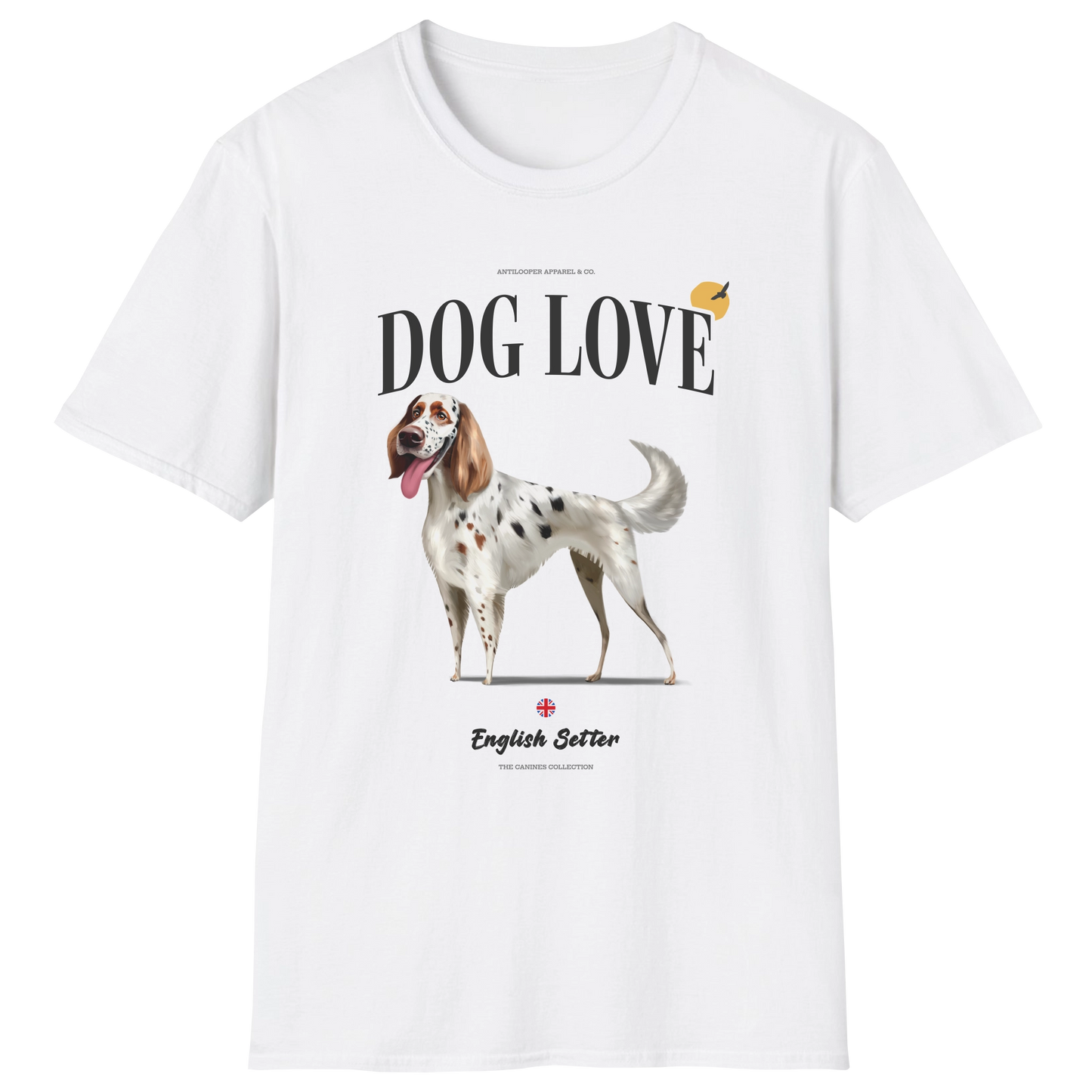 flatlay-canines-english_setter-blue_belton_tan-dog_love-t_shirt-white