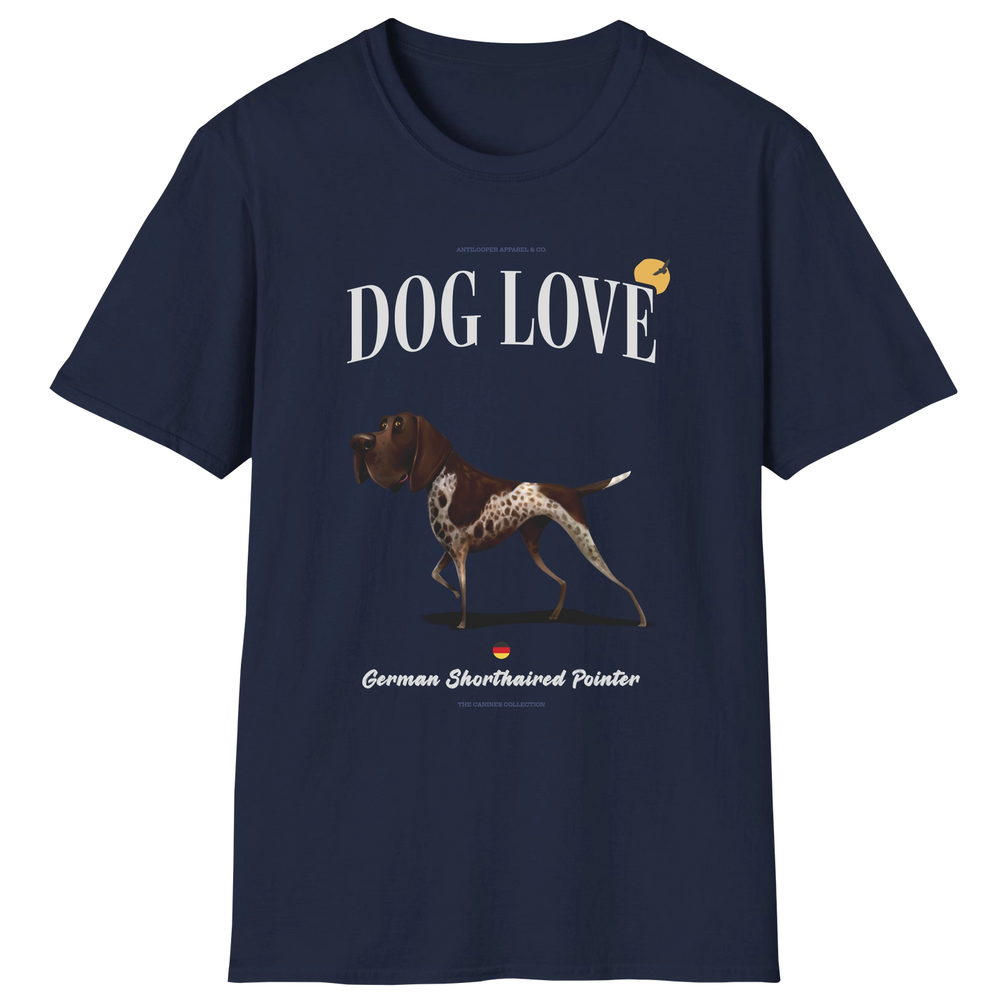 flatlay-canines-german_shorthaired_pointer-white_liver-dog_love-t_shirt-navy
