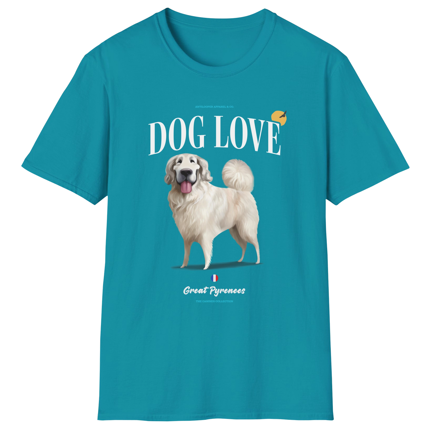 flatlay-canines-great_pyrenees-white-dog_love-t_shirt-tropical_blue