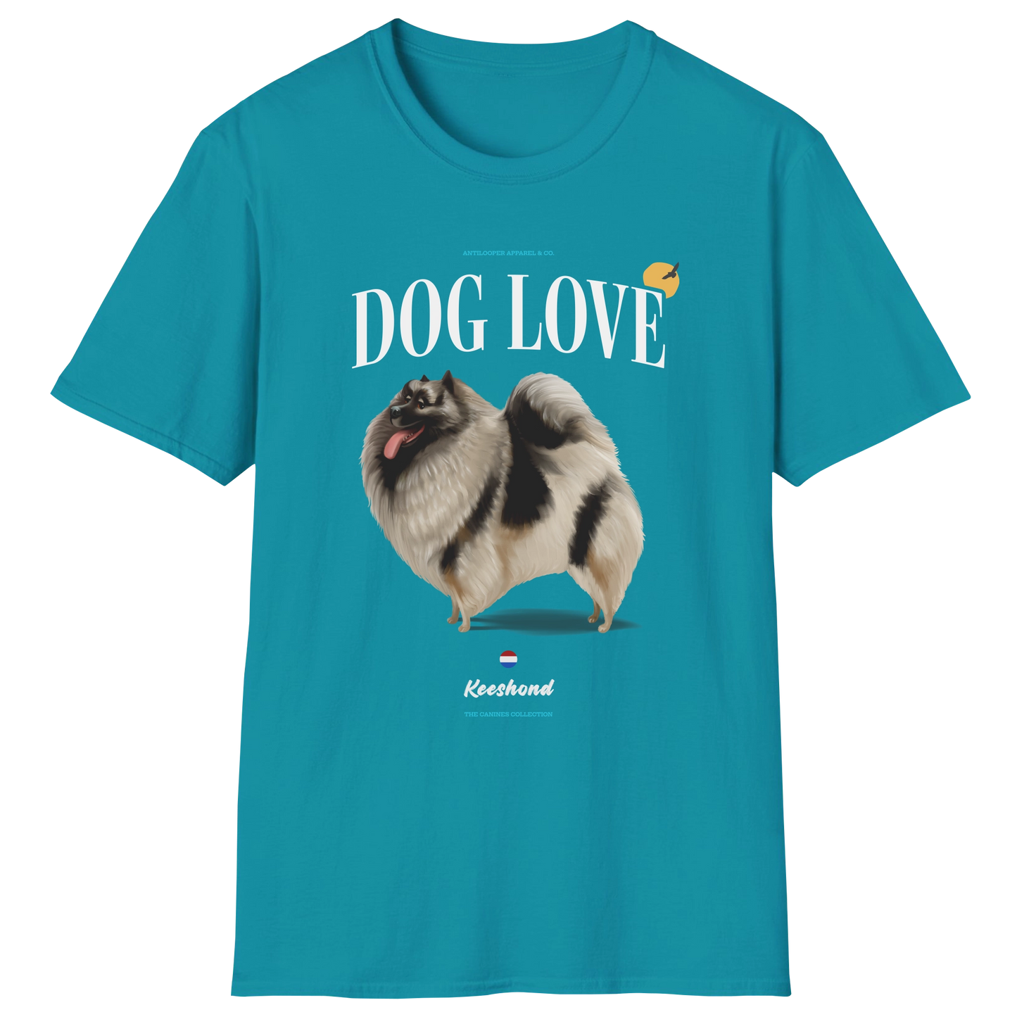 flatlay-canines-keeshond-gray_cream_black-dog_love-t_shirt-tropical_blue