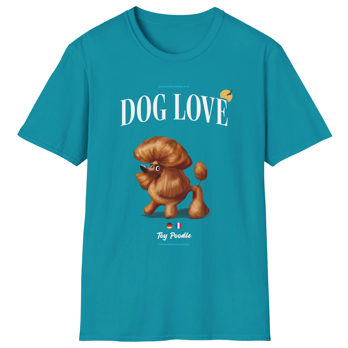 flatlay-canines-poodle+toy-red-dog_love-t_shirt-tropical_blue