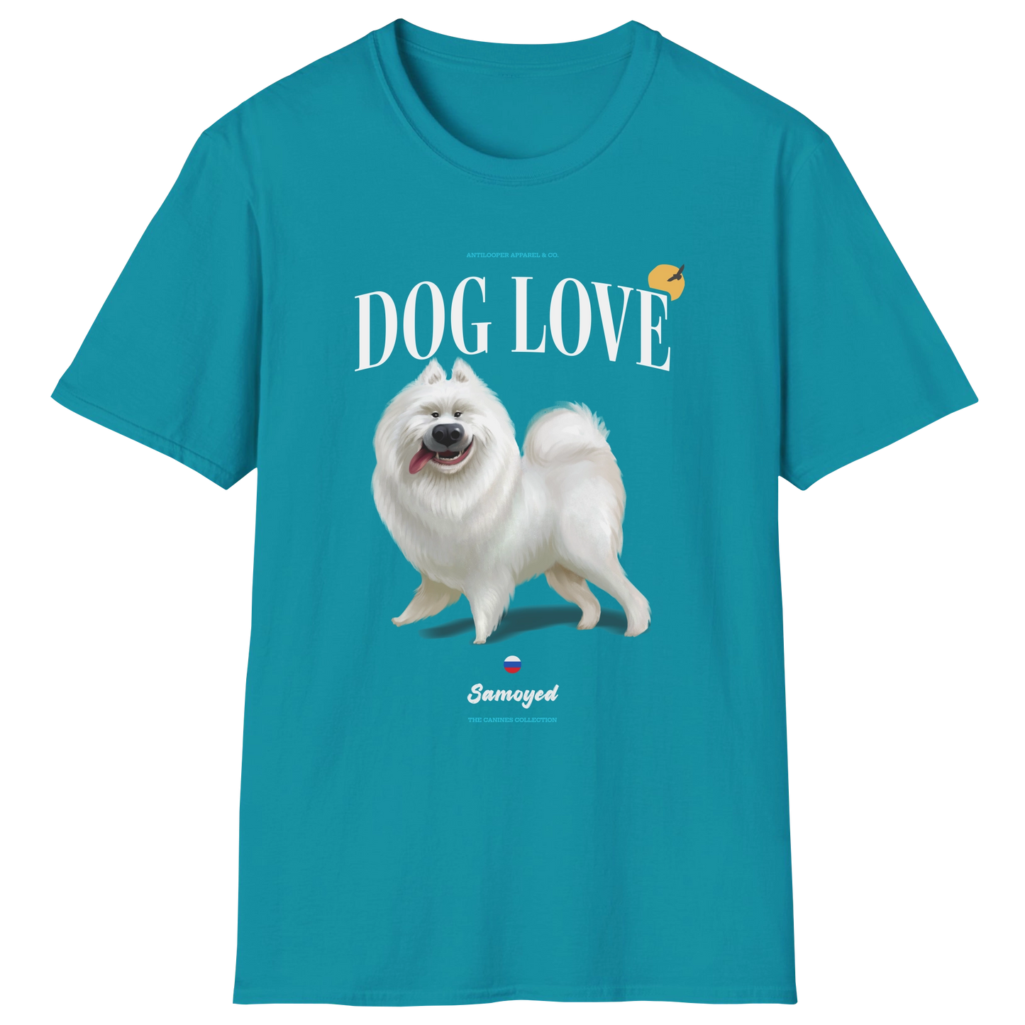 flatlay-canines-samoyed-white-dog_love-t_shirt-tropical_blue