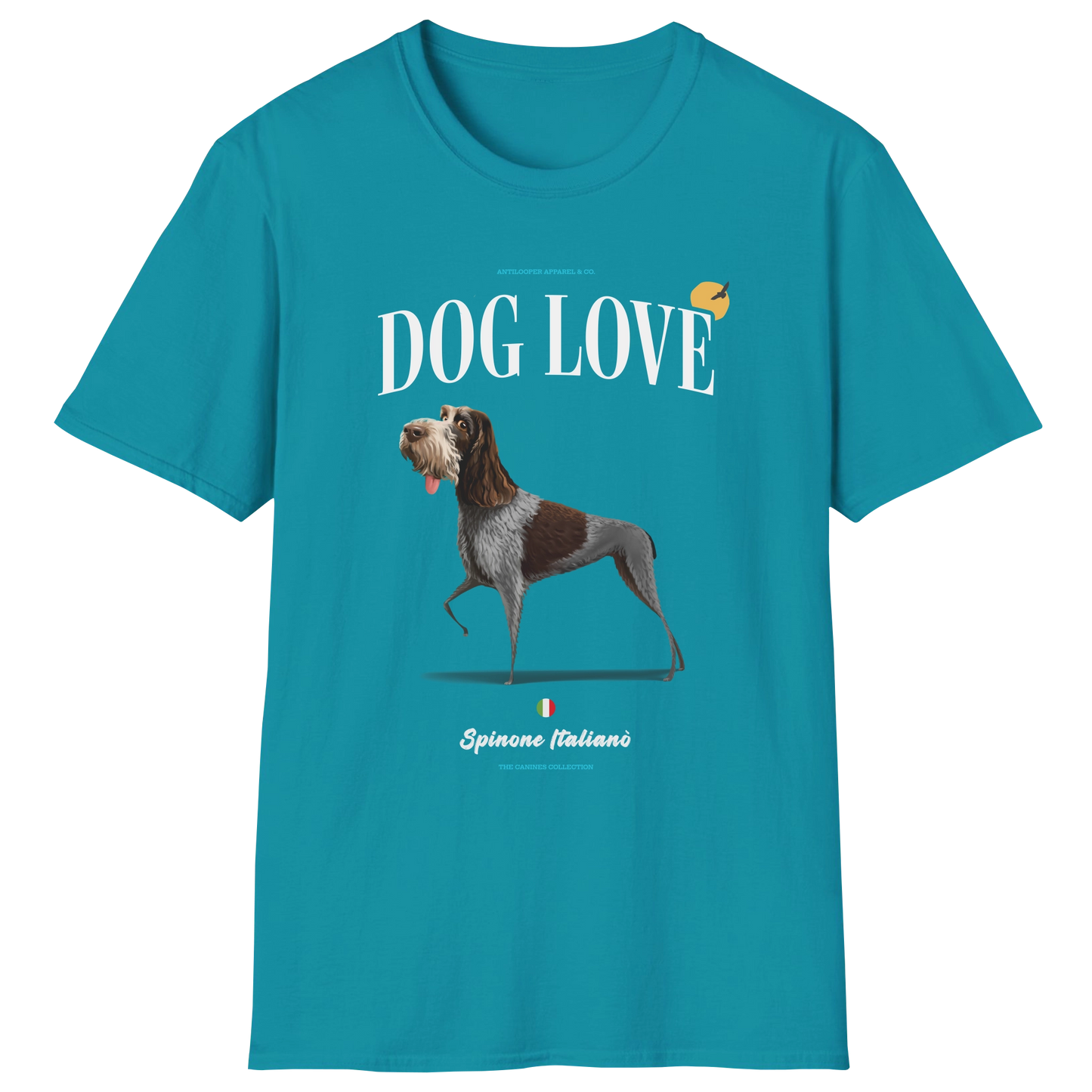 flatlay-canines-spinone_italiano-brown_roan-dog_love-t_shirt-tropical_blue