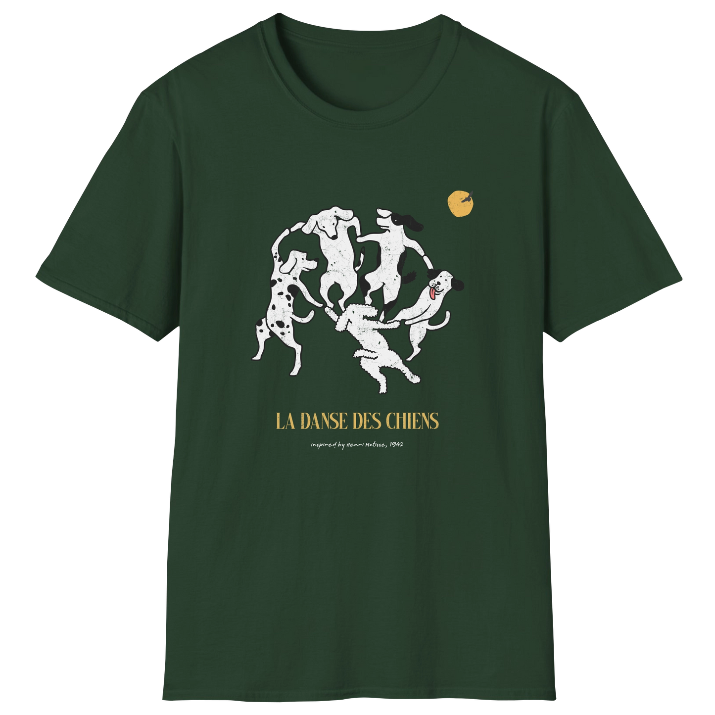 flatlay-dog_lover-mutt-matisse_la_danse-t_shirt-forest_green