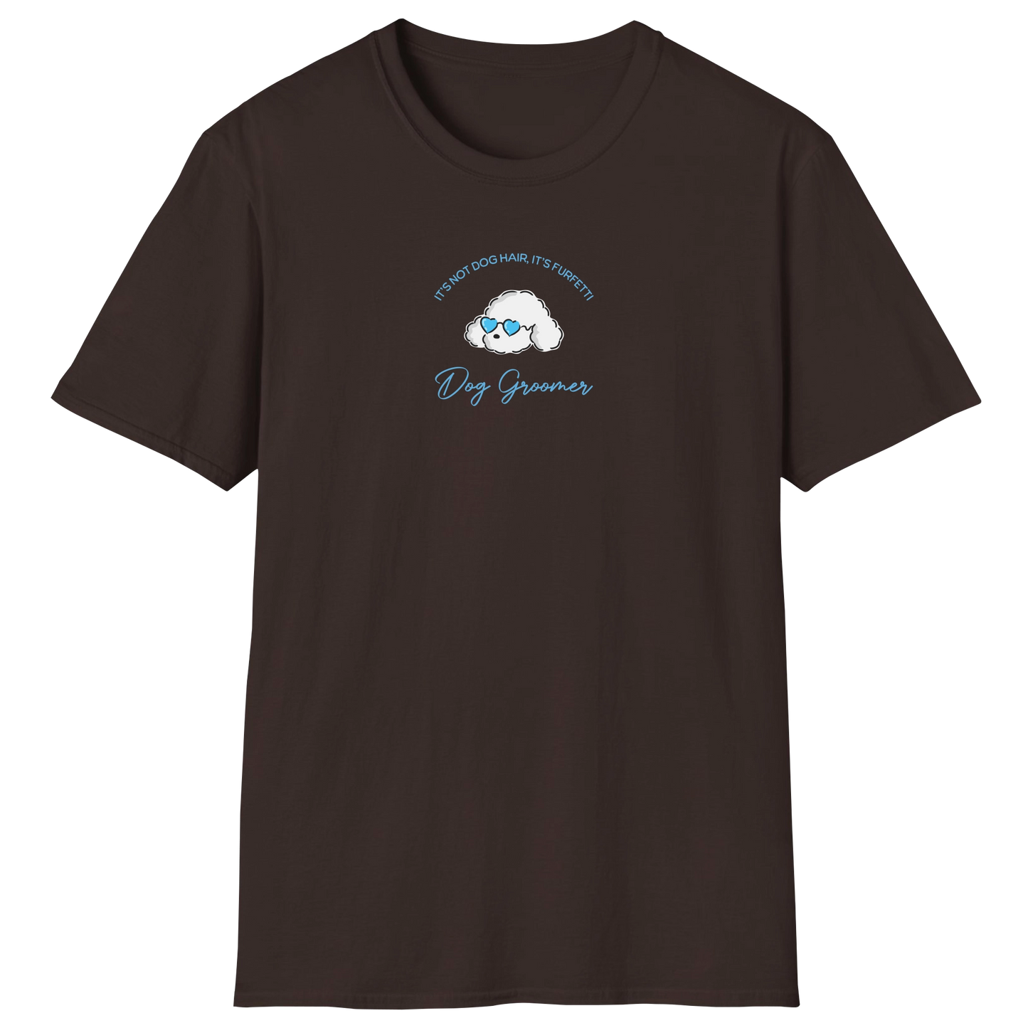 flatlay-dog_lover-poodle+standard-dog_groomer_furfetti_cyan-t_shirt-dark_chocolate