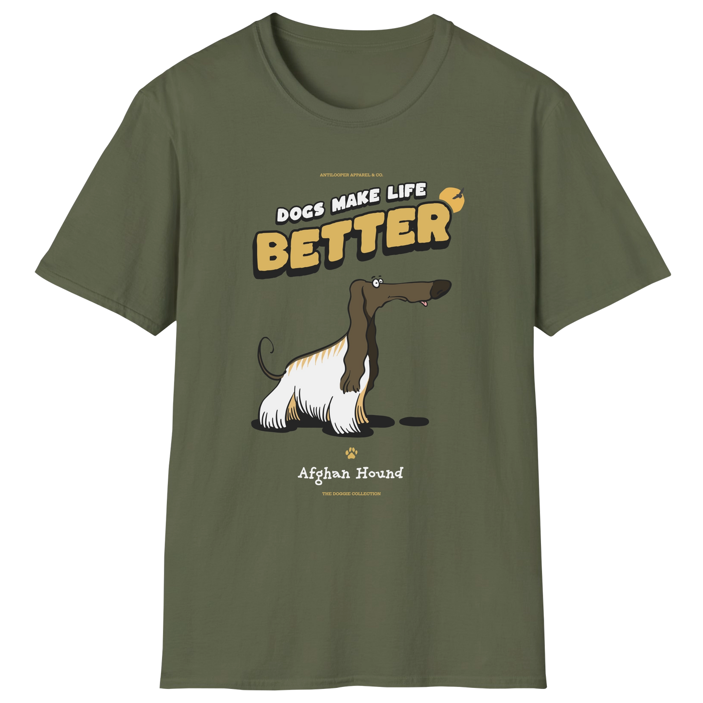 flatlay-doggie-afghan_hound-t_shirt-military_green