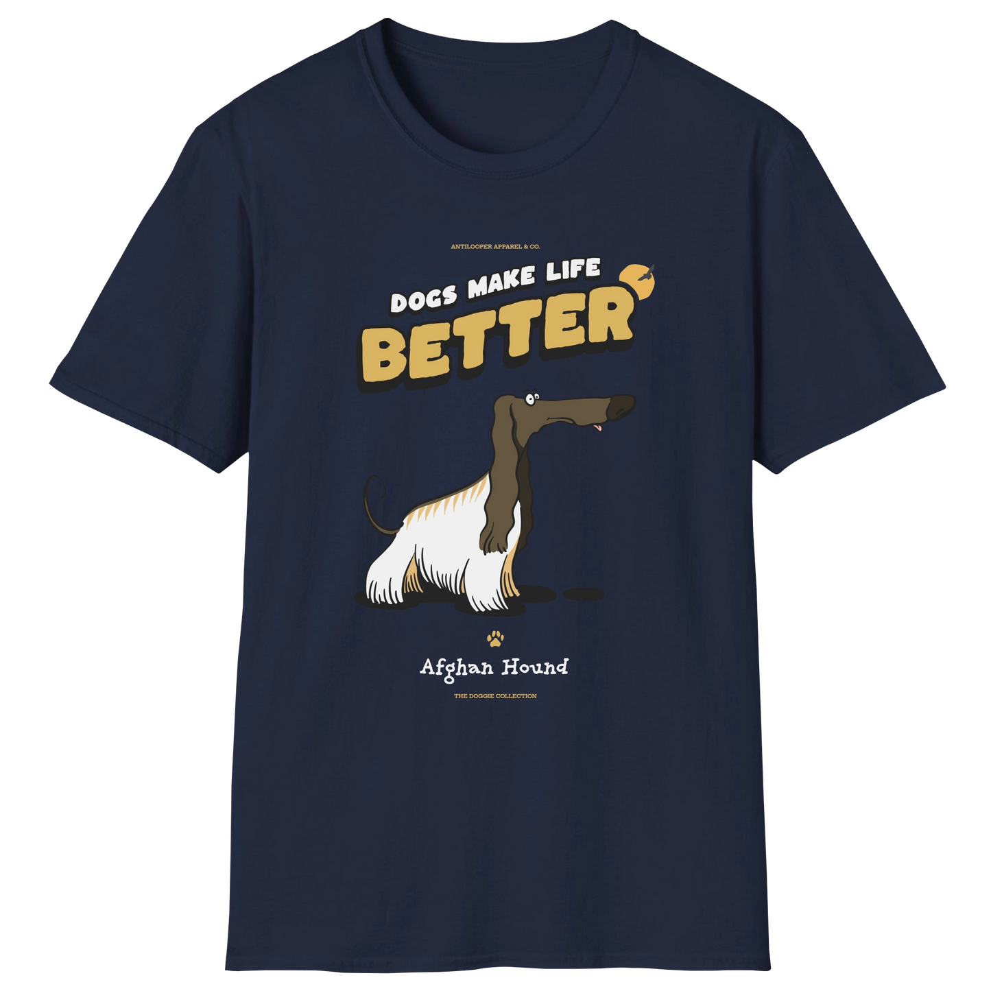 flatlay-doggie-afghan_hound-t_shirt-navy