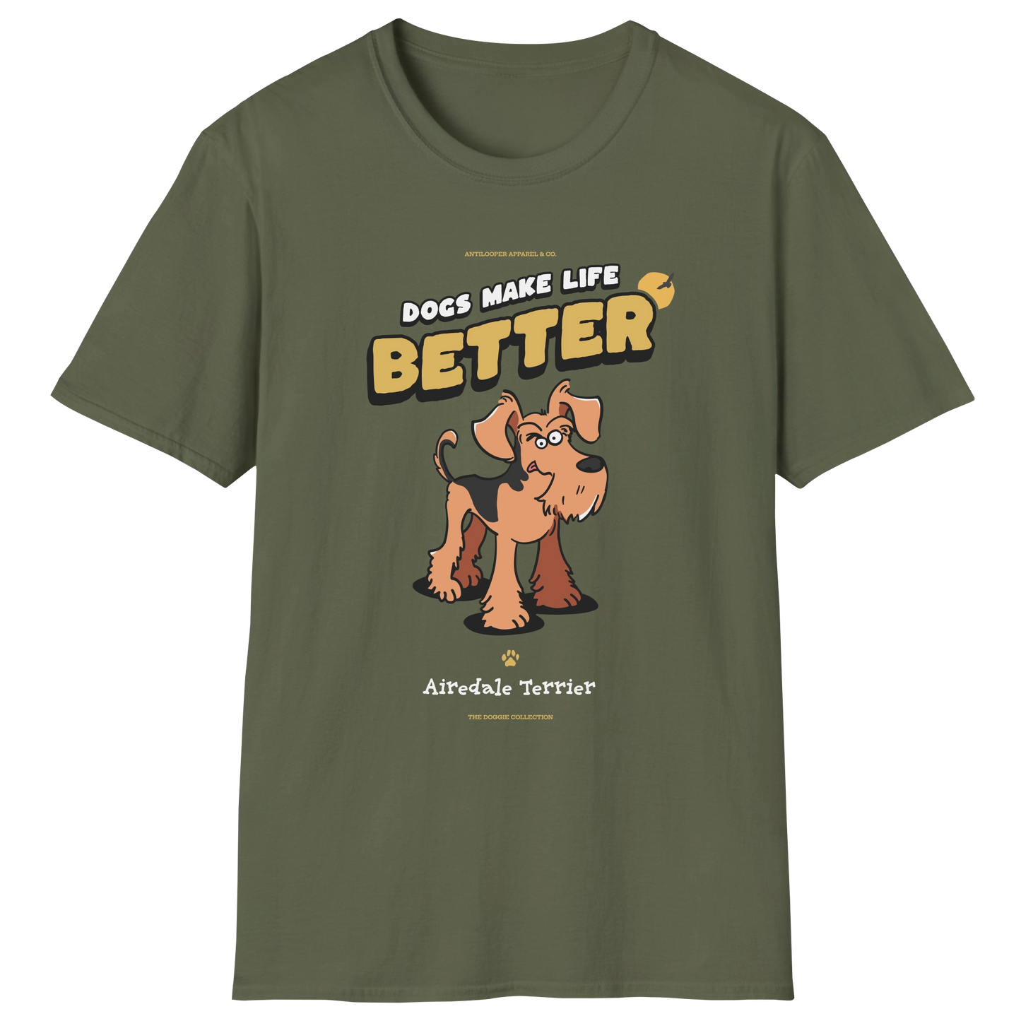 flatlay-doggie-airedale_terrier-t_shirt-military_green
