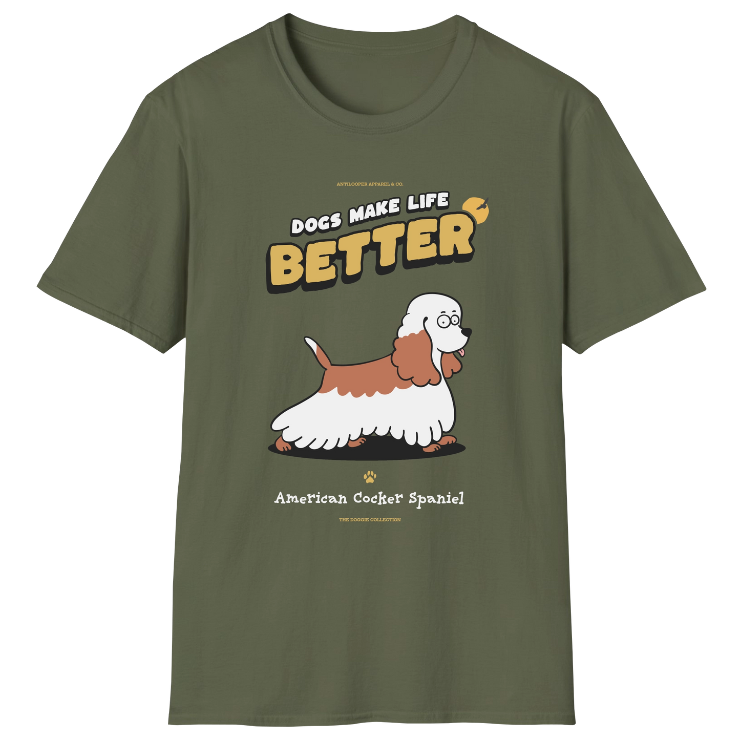 flatlay-doggie-american_cocker_spaniel-t_shirt-military_green