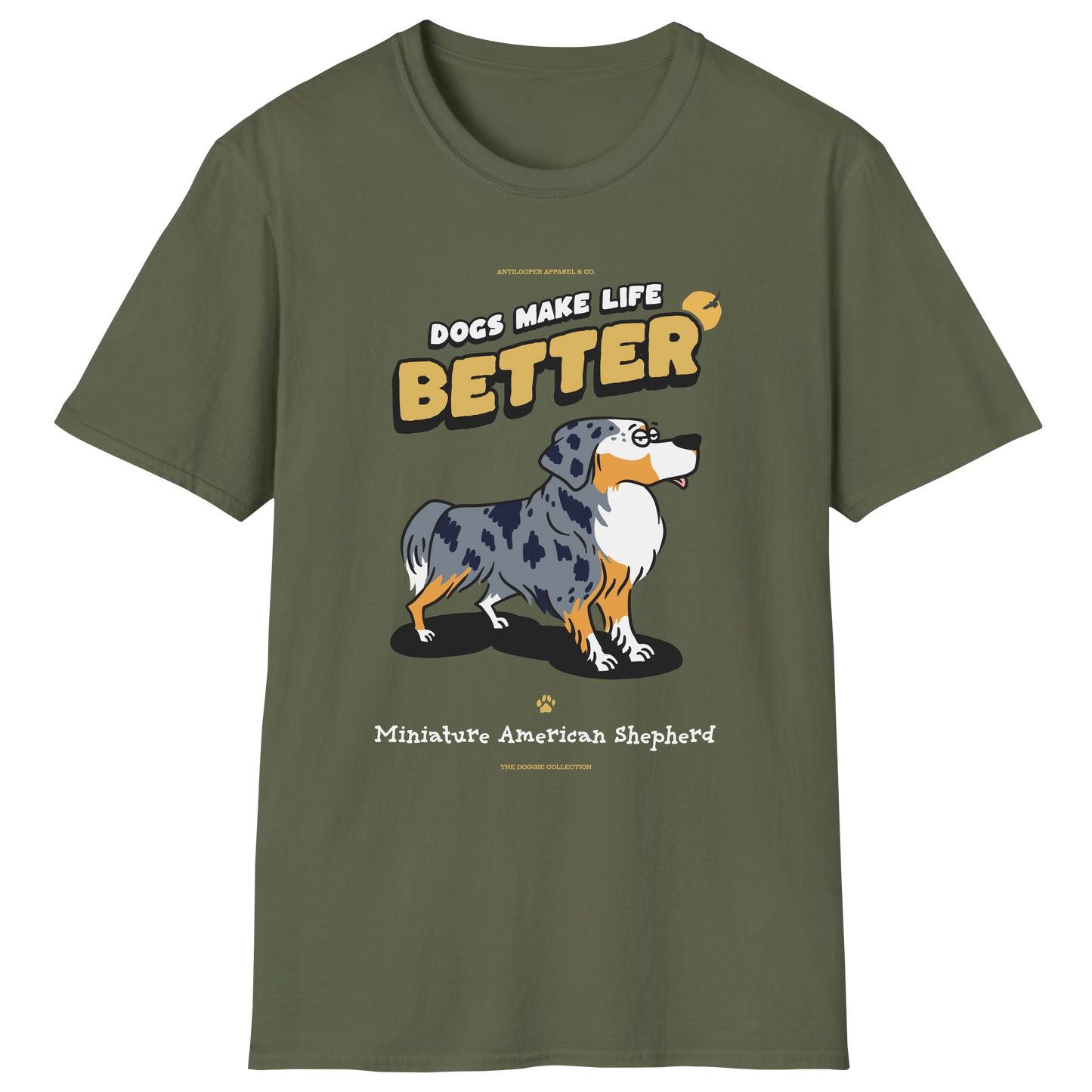 flatlay-doggie-american_shepherd+miniature-t_shirt-military_green