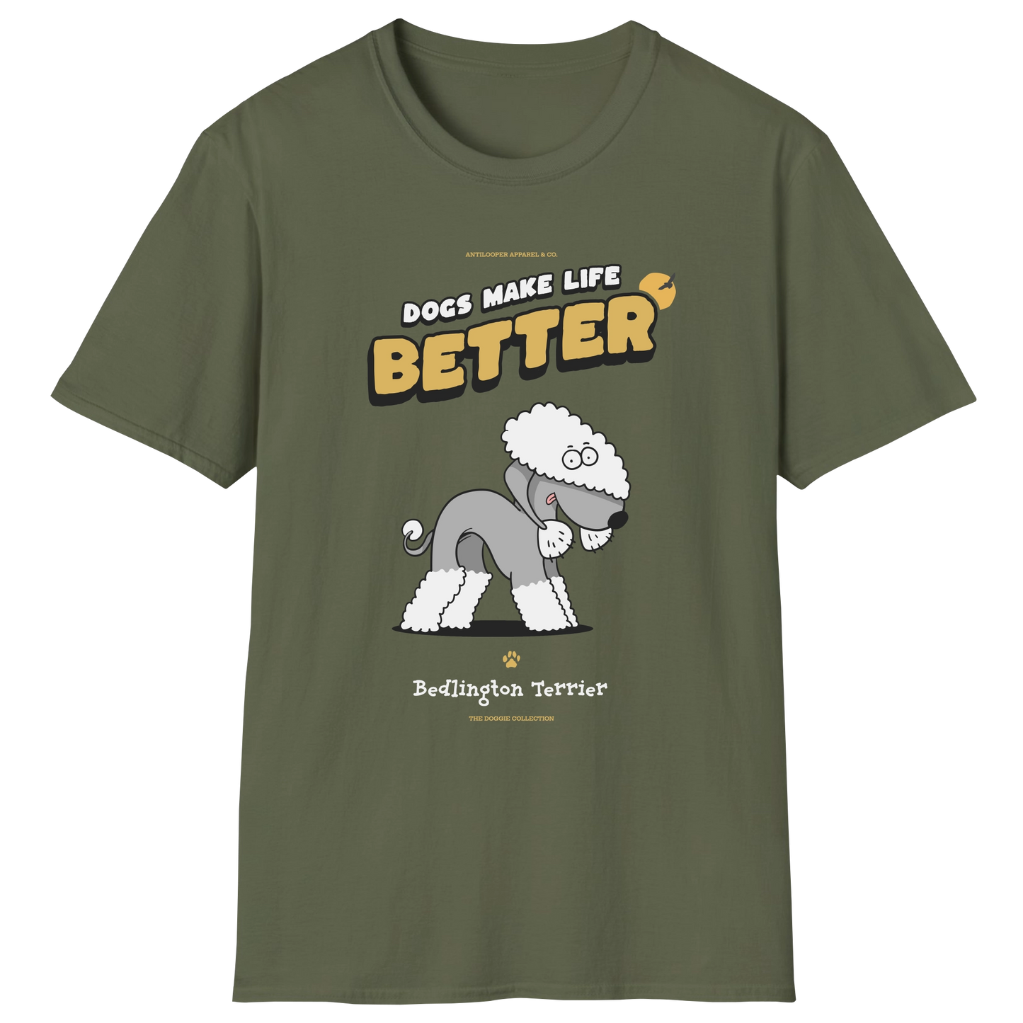 flatlay-doggie-bedlington_terrier-t_shirt-military_green