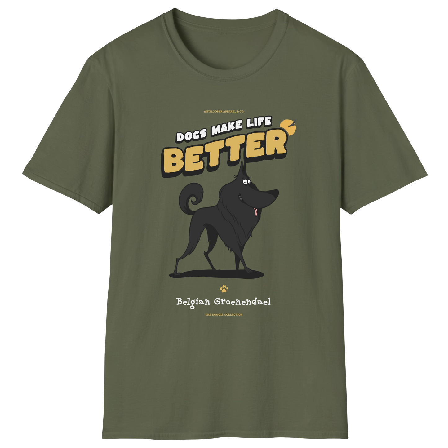 flatlay-doggie-belgian_groenendael-t_shirt-military_green