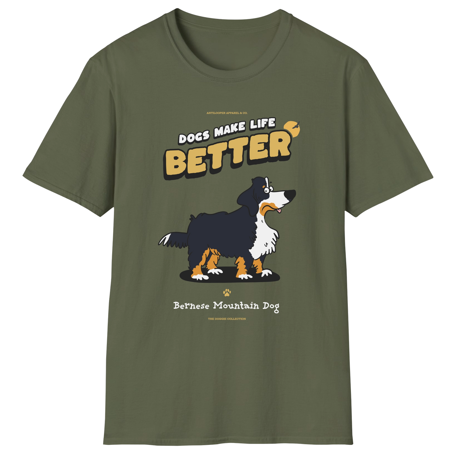 flatlay-doggie-bernese_mountain_dog-t_shirt-military_green