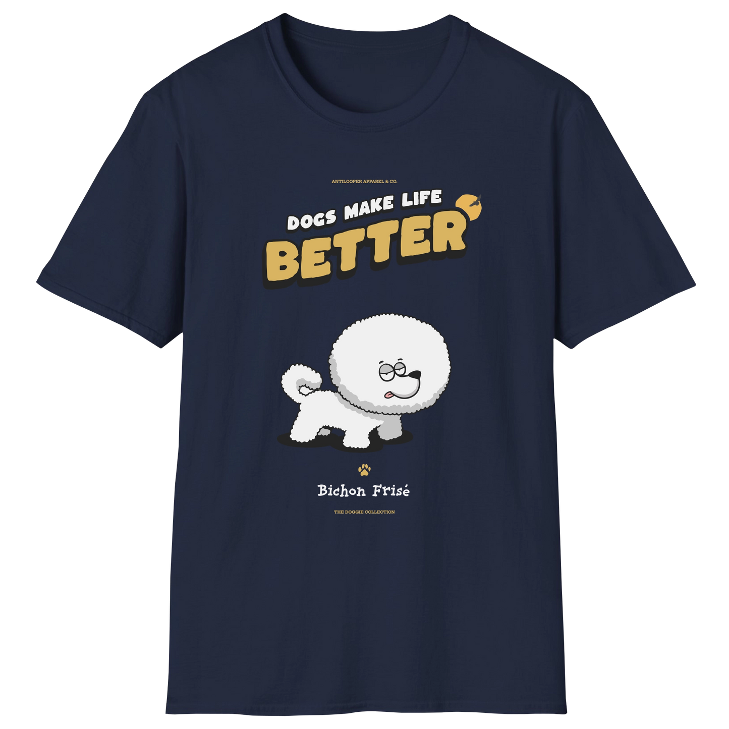 flatlay-doggie-bichon_frise-t_shirt-navy