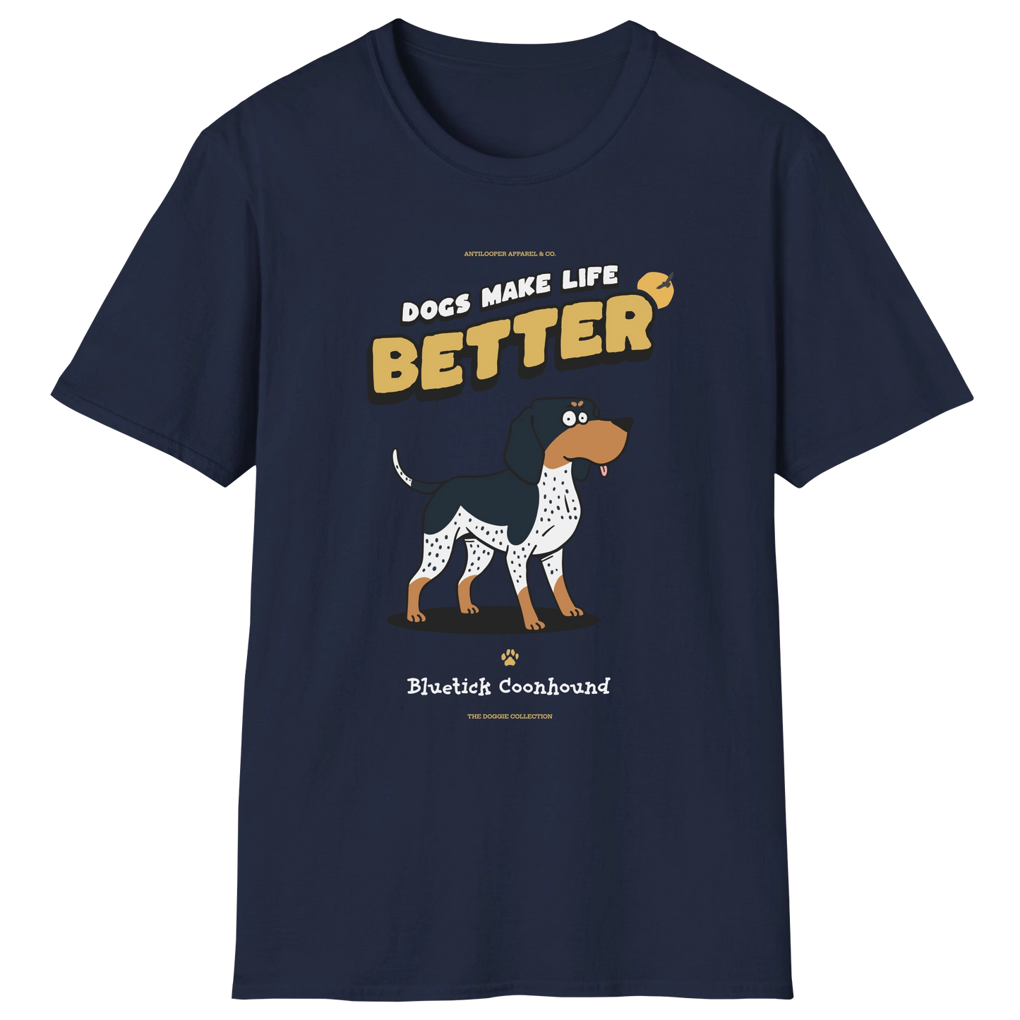 flatlay-doggie-bluetick_coonhound-t_shirt-navy