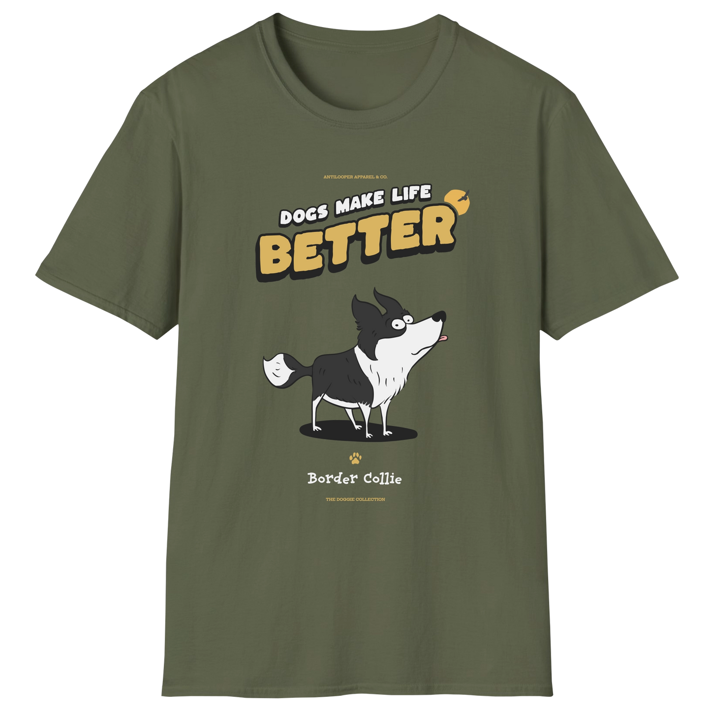 flatlay-doggie-border_collie-t_shirt-military_green