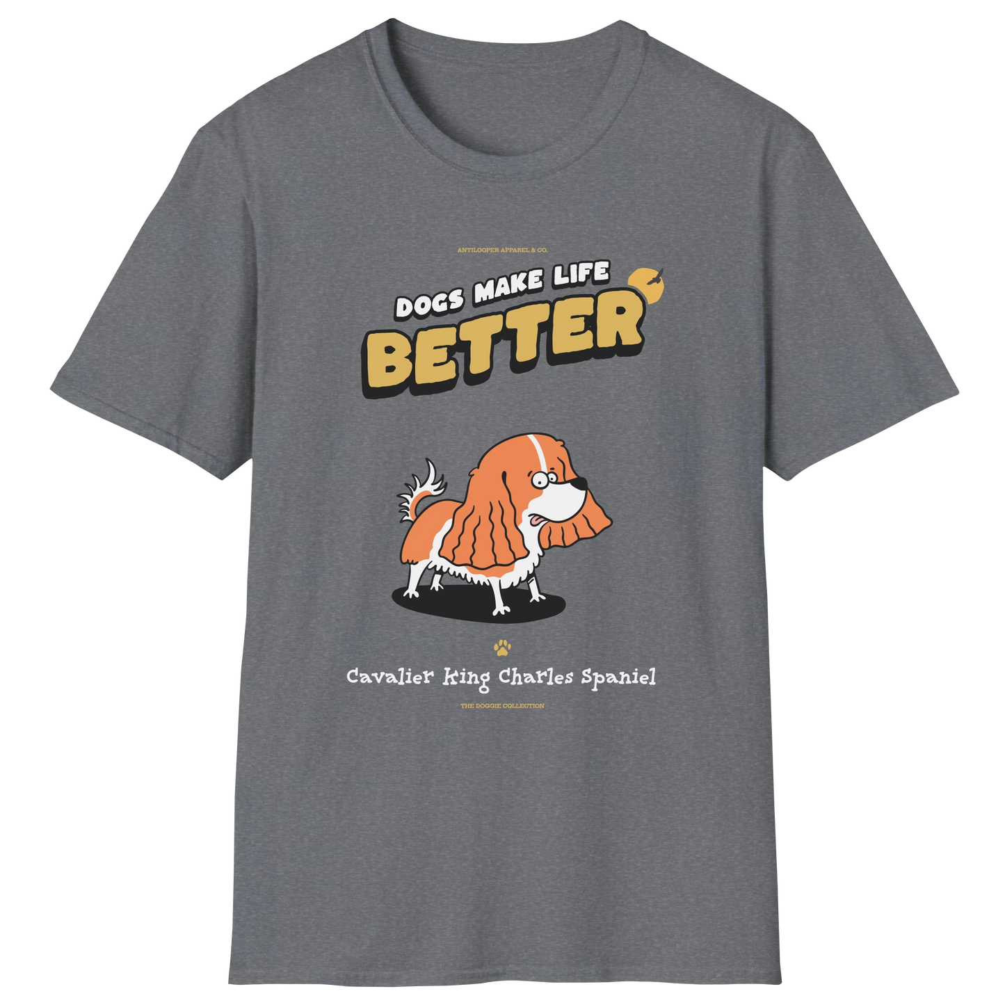flatlay-doggie-cavalier_king_charles_spaniel-t_shirt-graphite_heather