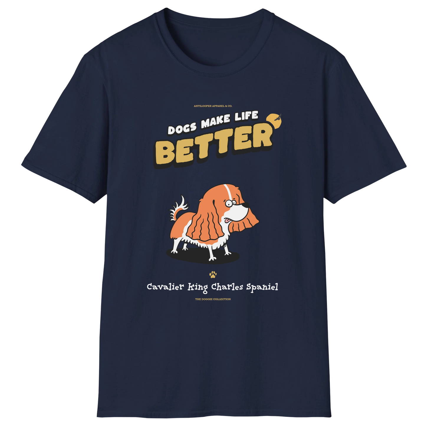 flatlay-doggie-cavalier_king_charles_spaniel-t_shirt-navy
