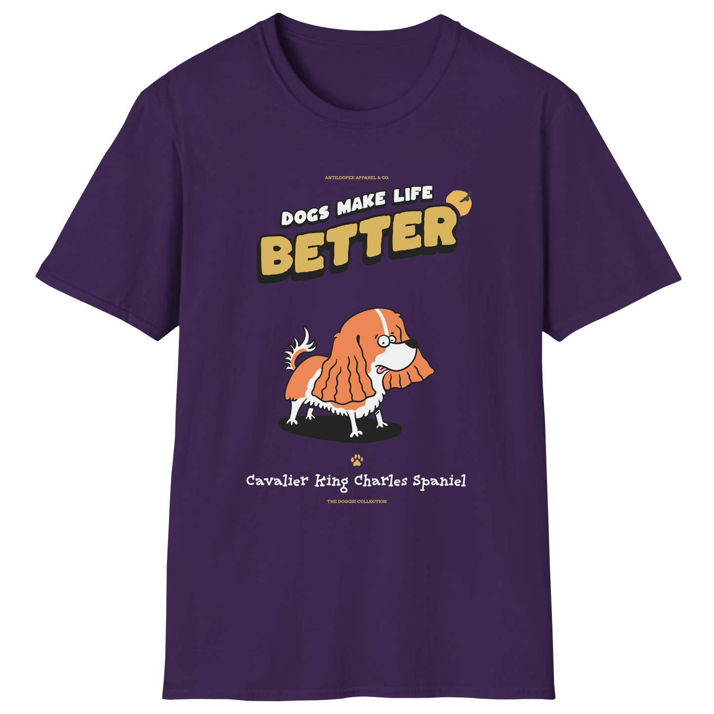flatlay-doggie-cavalier_king_charles_spaniel-t_shirt-purple