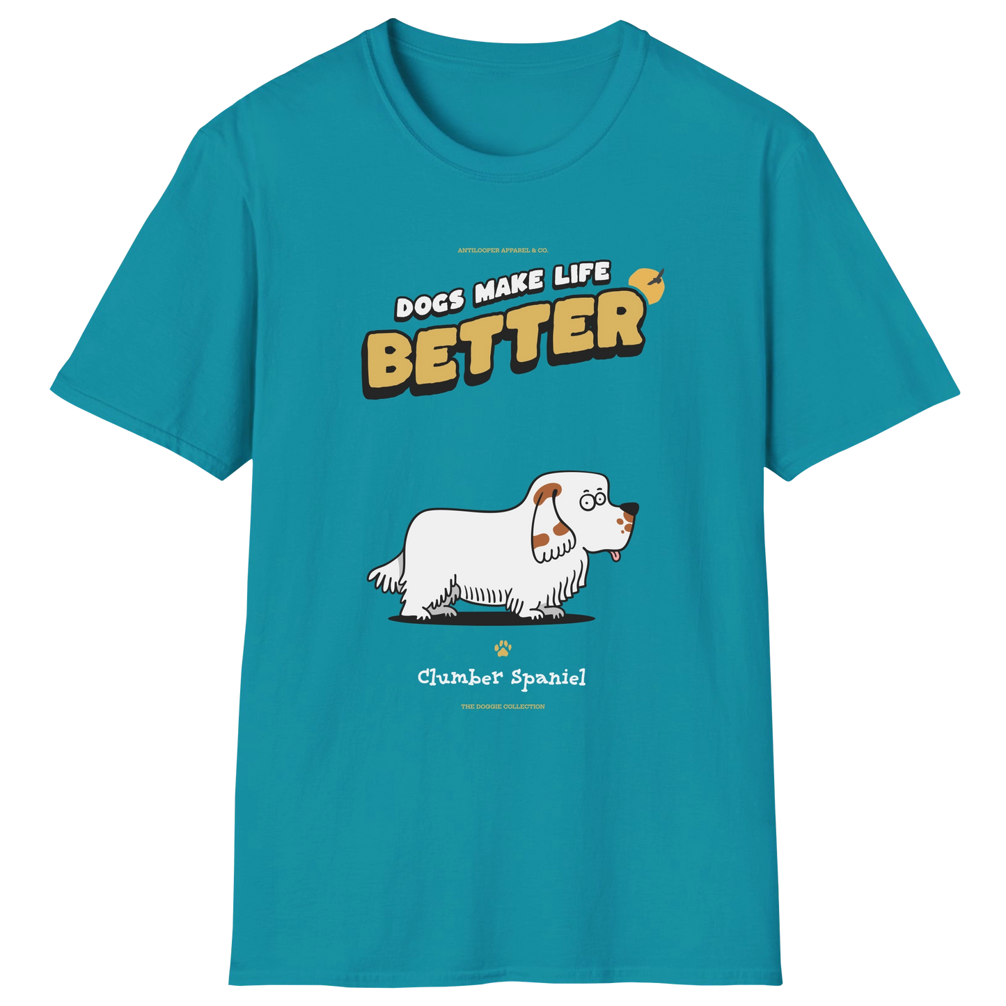 flatlay-doggie-clumber_spaniel-t_shirt-tropical_blue