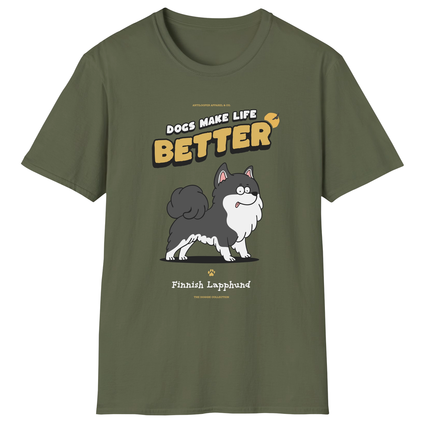 flatlay-doggie-finnish_lapphund-t_shirt-military_green