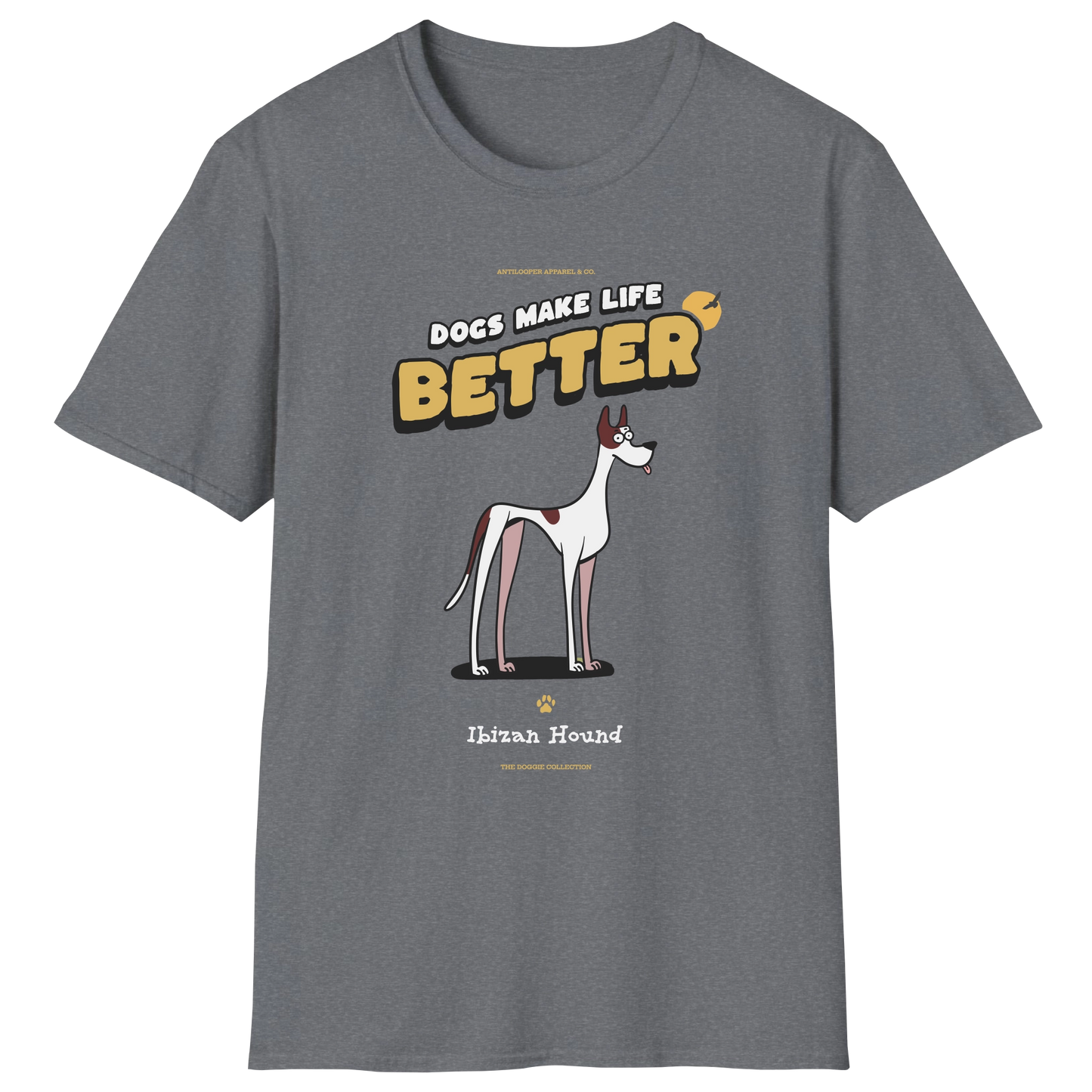 flatlay-doggie-ibizan_hound-t_shirt-graphite_heather