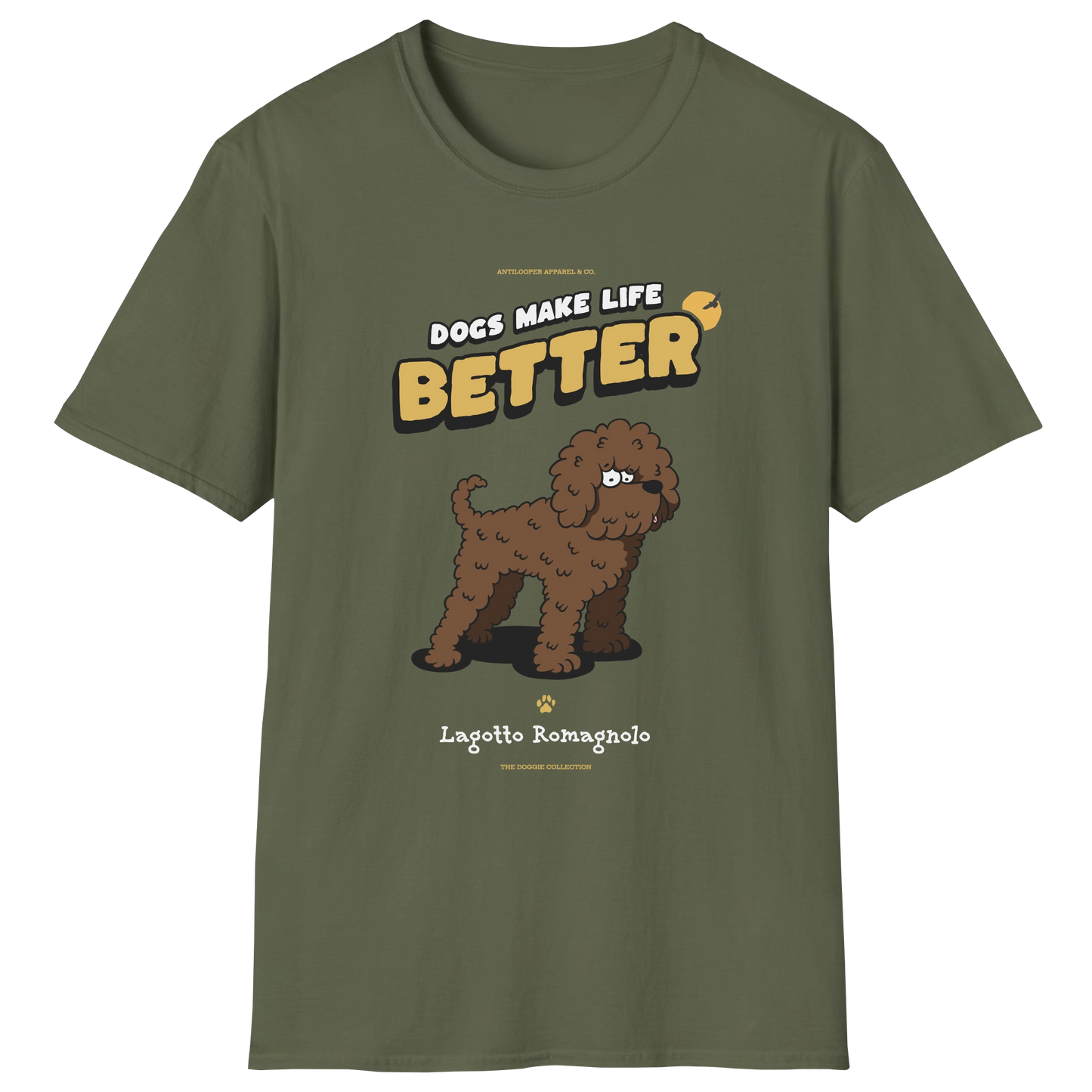 flatlay-doggie-lagotto_romagnolo-t_shirt-military_green