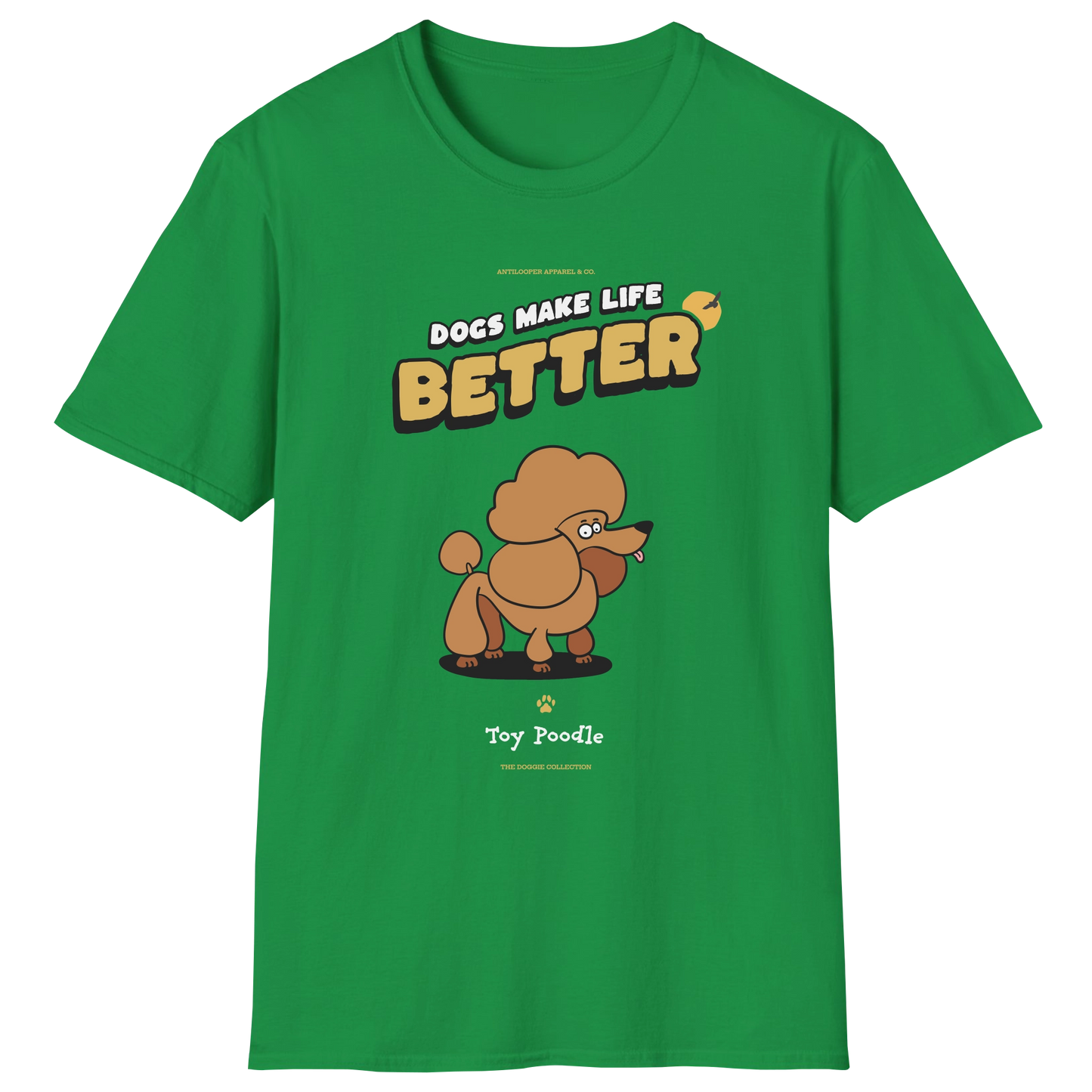 flatlay-doggie-poodle+toy-t_shirt-irish_green
