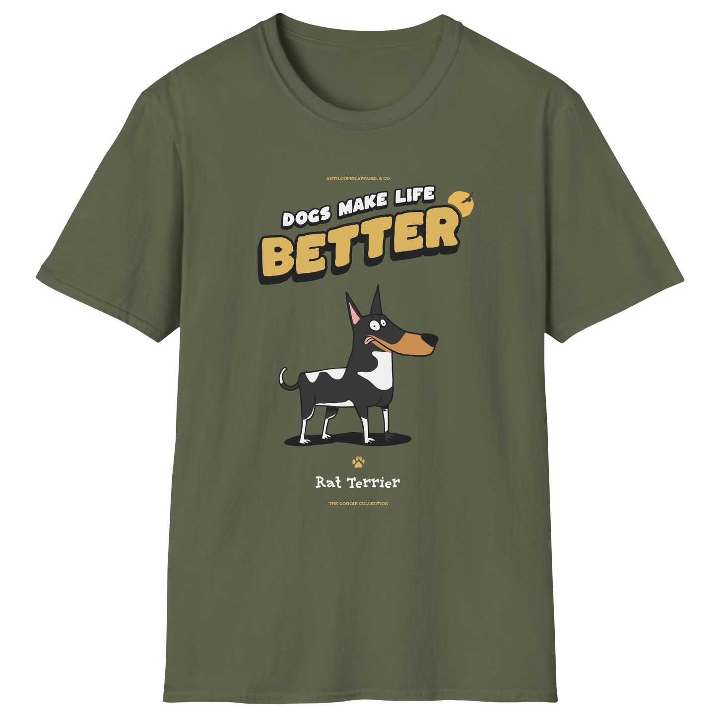 flatlay-doggie-rat_terrier-t_shirt-military_green