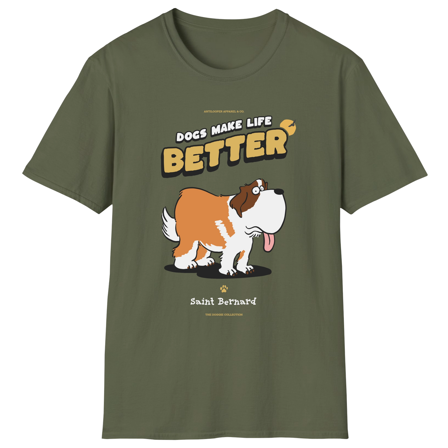 flatlay-doggie-saint_bernard-t_shirt-military_green