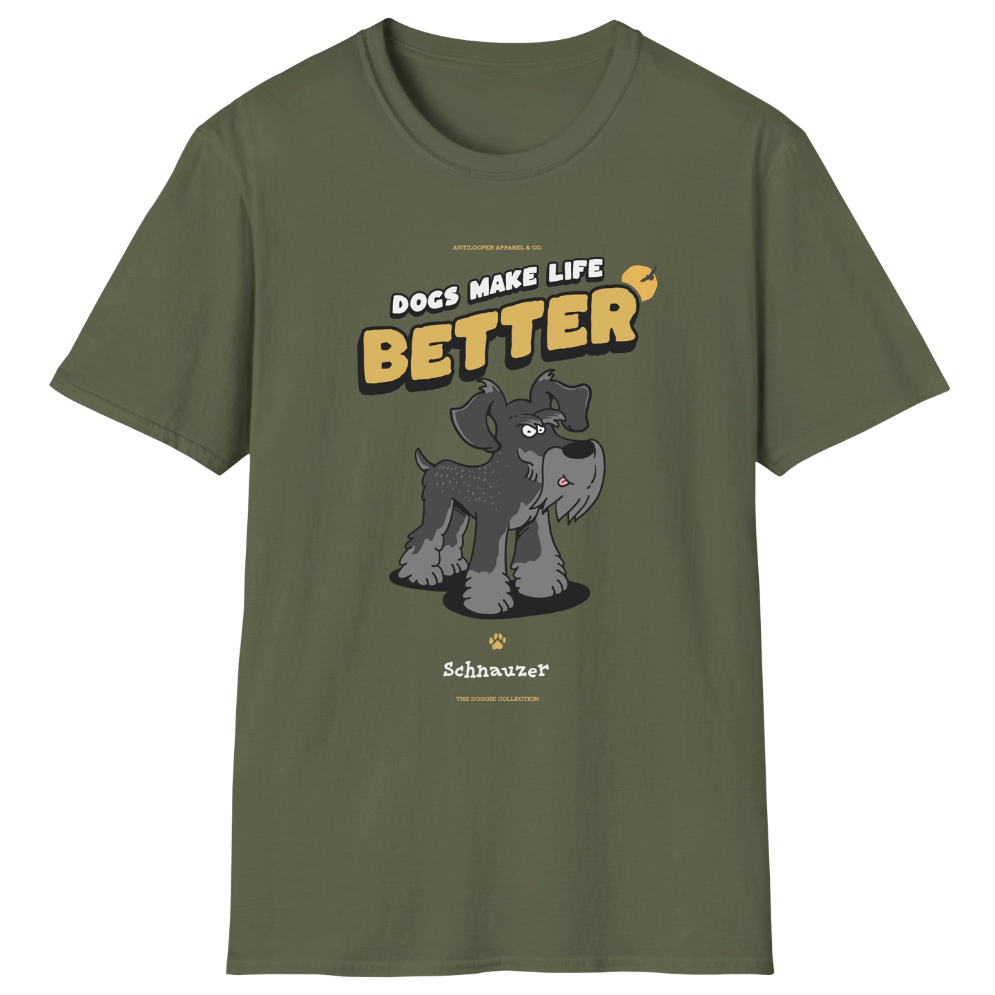 flatlay-doggie-schnauzer+standard-t_shirt-military_green
