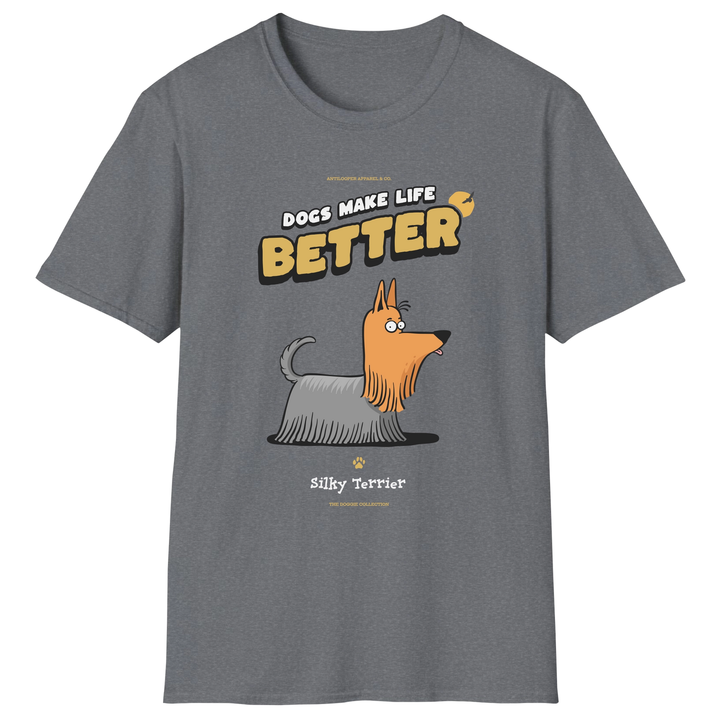 flatlay-doggie-silky_terrier-t_shirt-graphite_heather