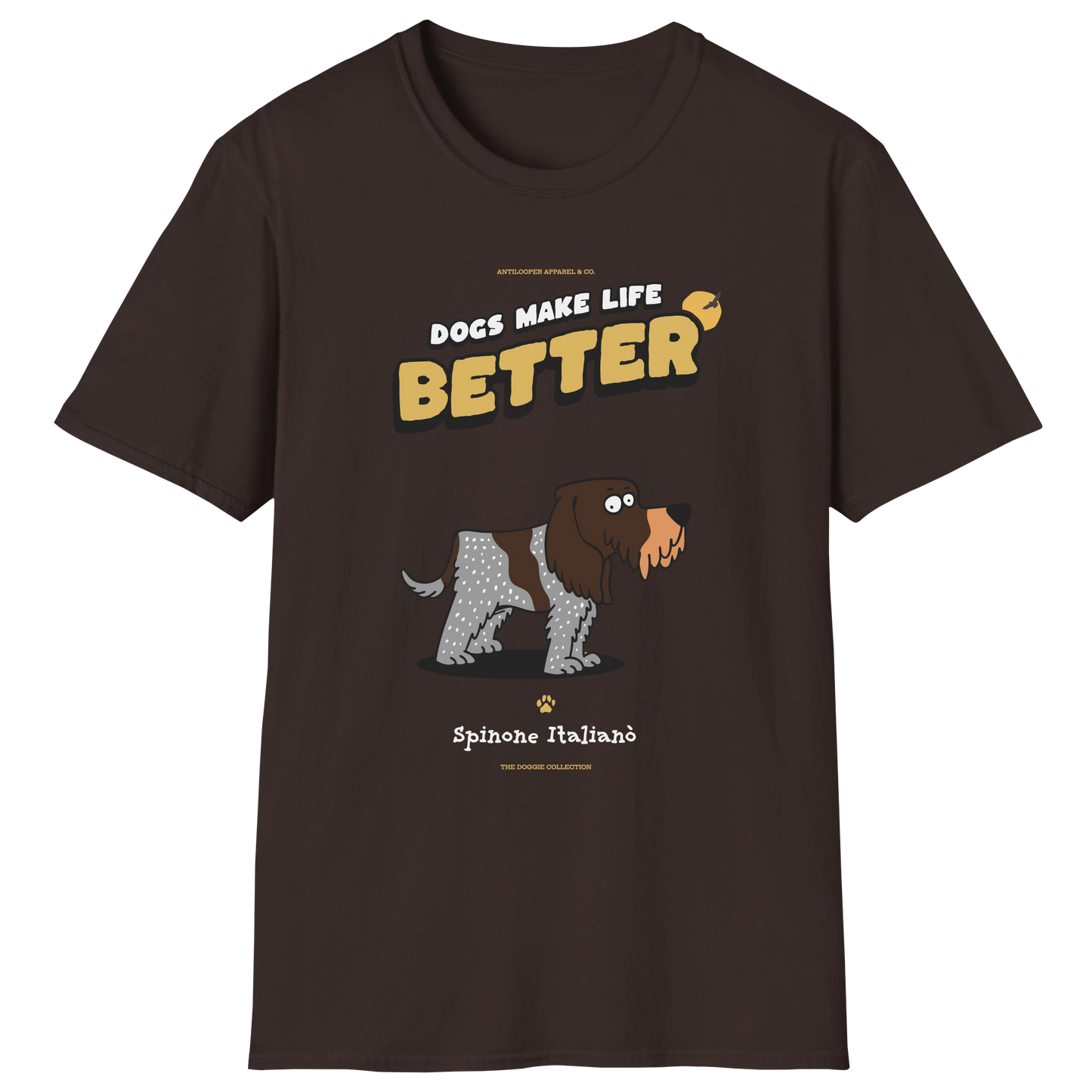 flatlay-doggie-spinone_italiano-t_shirt-dark_chocolate