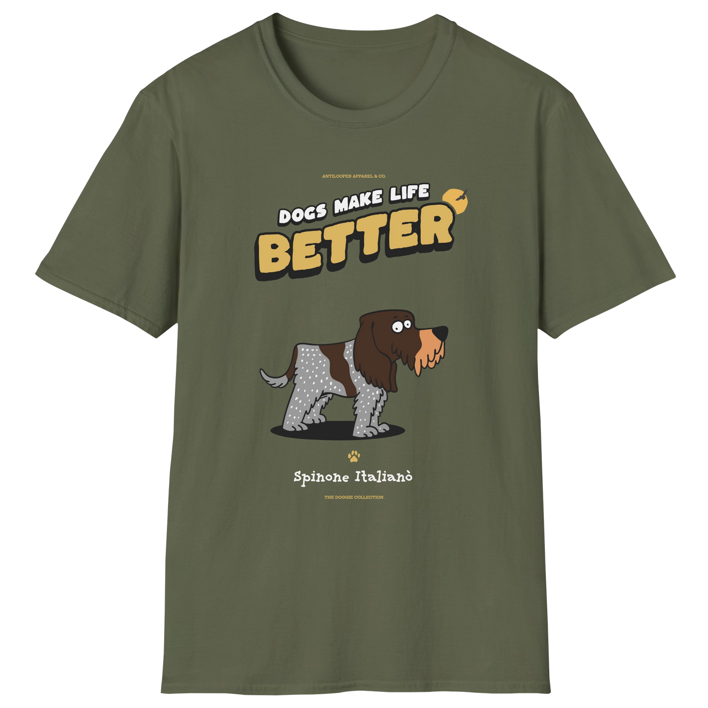flatlay-doggie-spinone_italiano-t_shirt-military_green