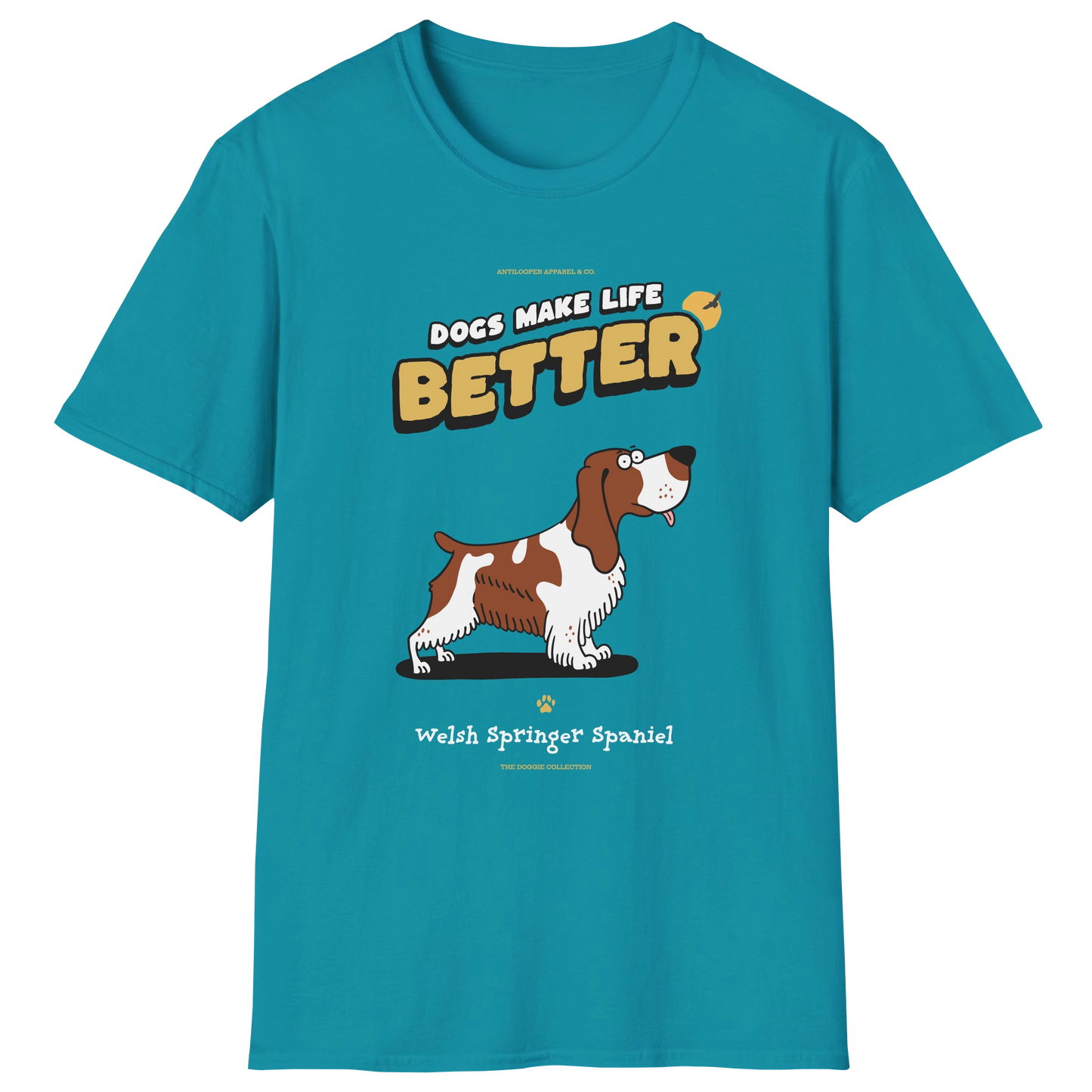 flatlay-doggie-welsh_springer_spaniel-t_shirt-tropical_blue
