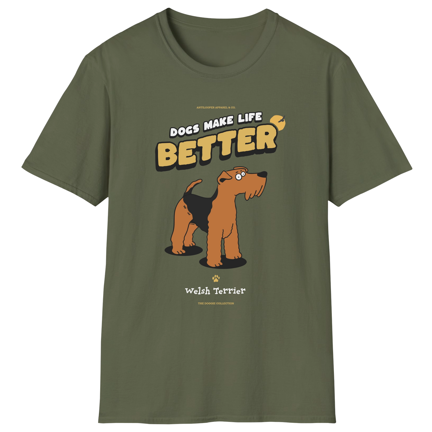 flatlay-doggie-welsh_terrier-t_shirt-military_green