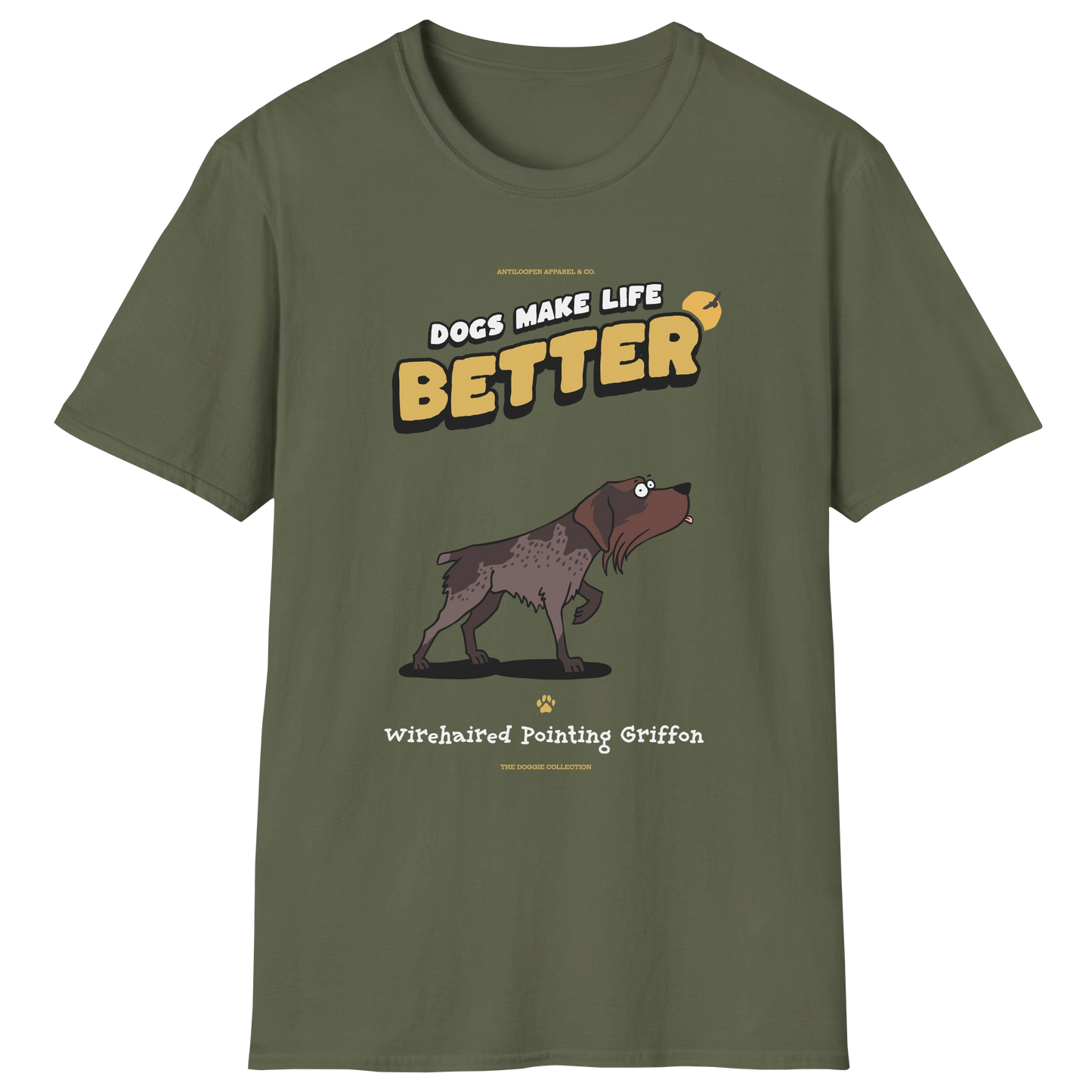 flatlay-doggie-wirehaired_pointing_griffon-t_shirt-military_green