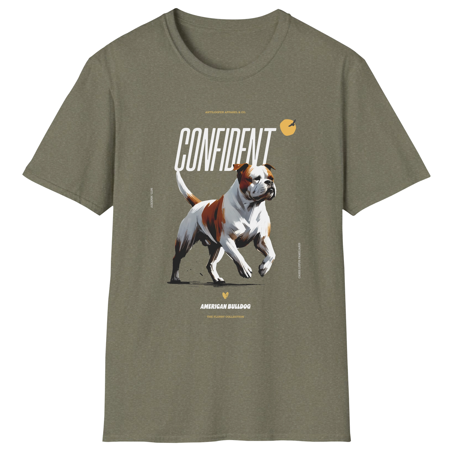 flatlay-flurry-american_bulldog-t_shirt-heather_military_green