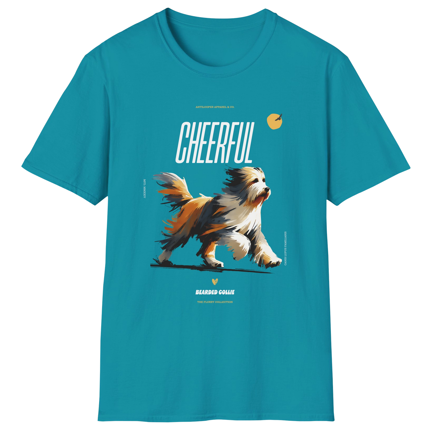 flatlay-flurry-bearded_collie-t_shirt-tropical_blue