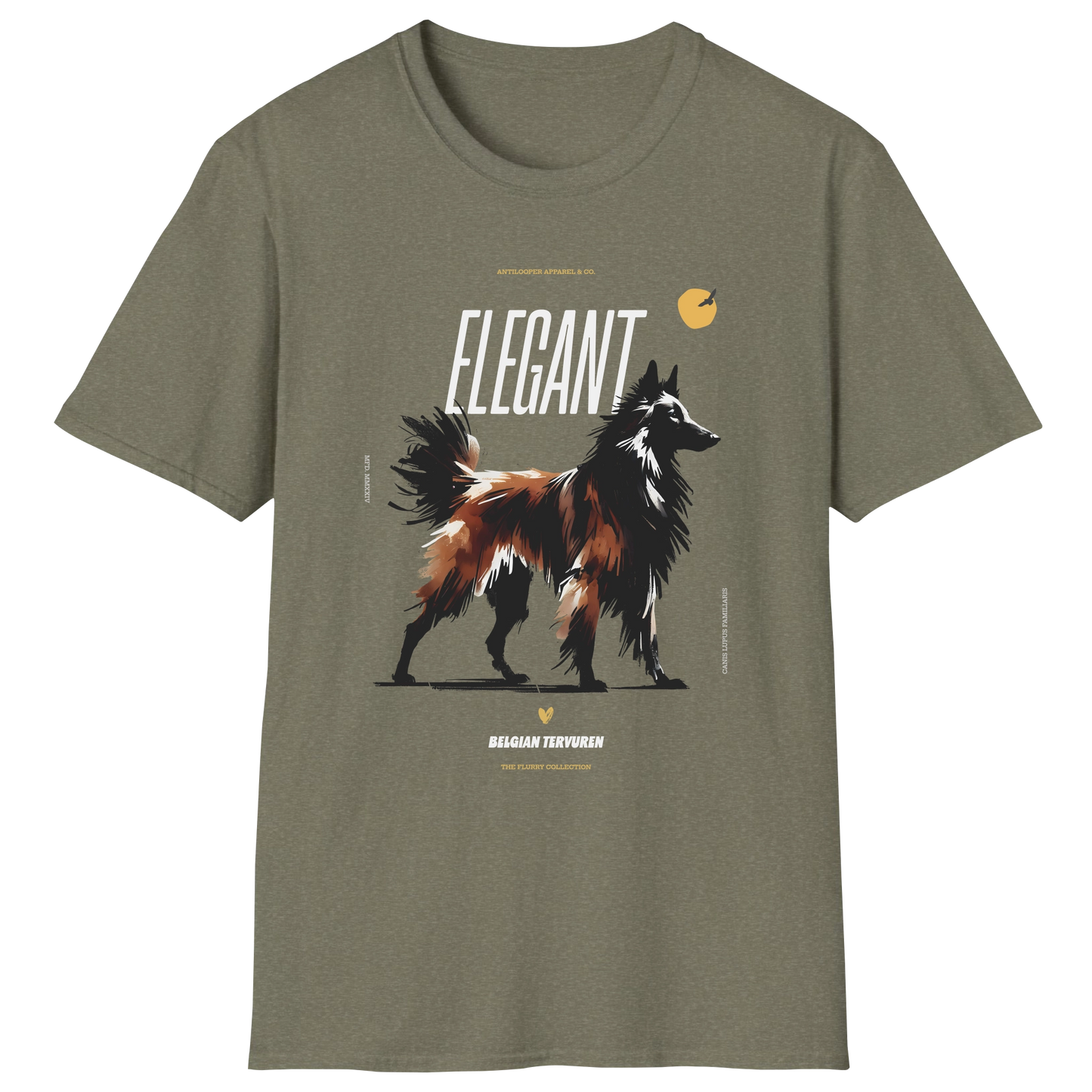 flatlay-flurry-belgian_tervuren-t_shirt-heather_military_green